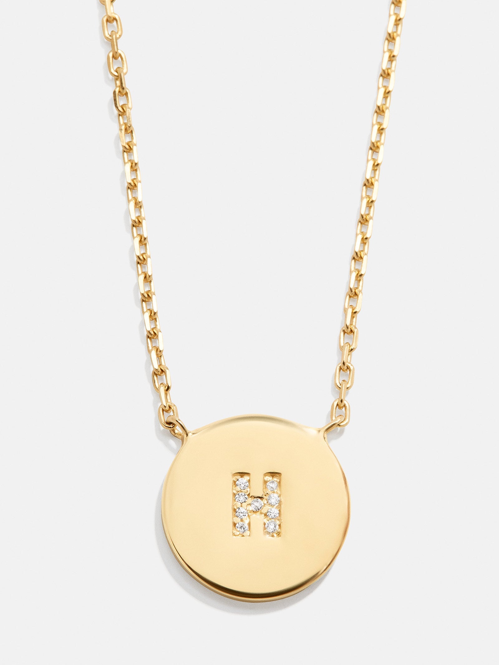 Disc 18K Gold Custom Initial Necklace - Gold/Pavé