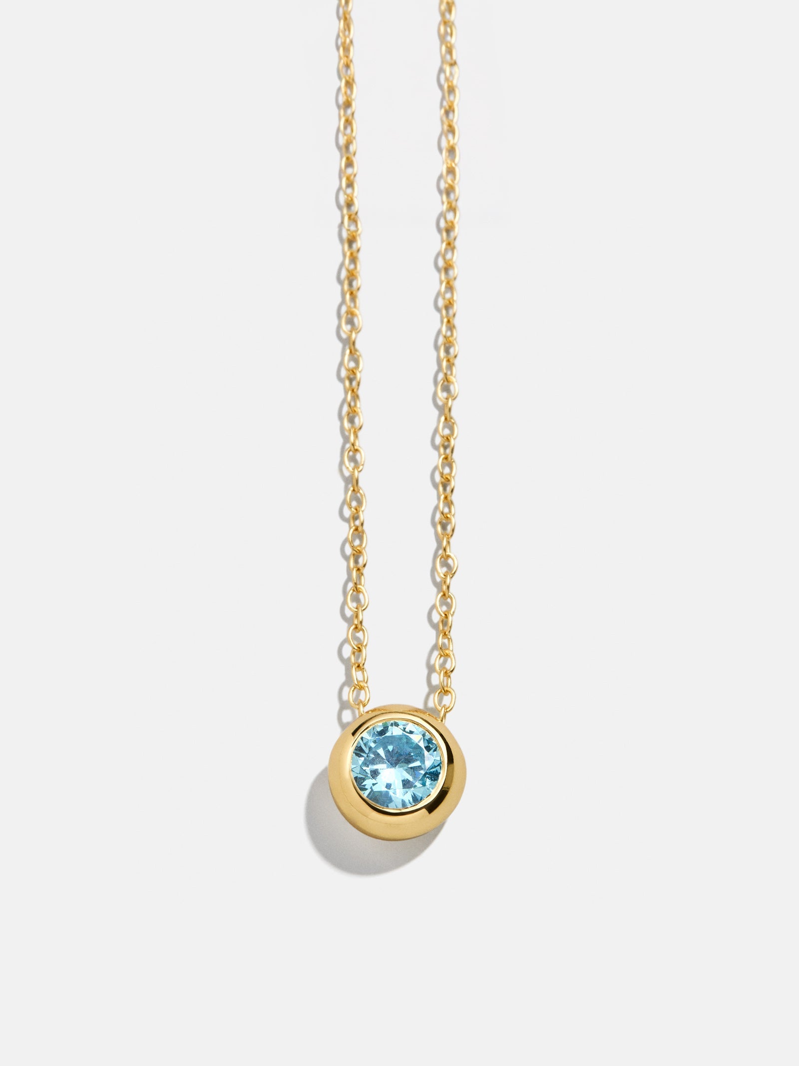 18K Gold Birthstone Pendant Necklace - Aquamarine