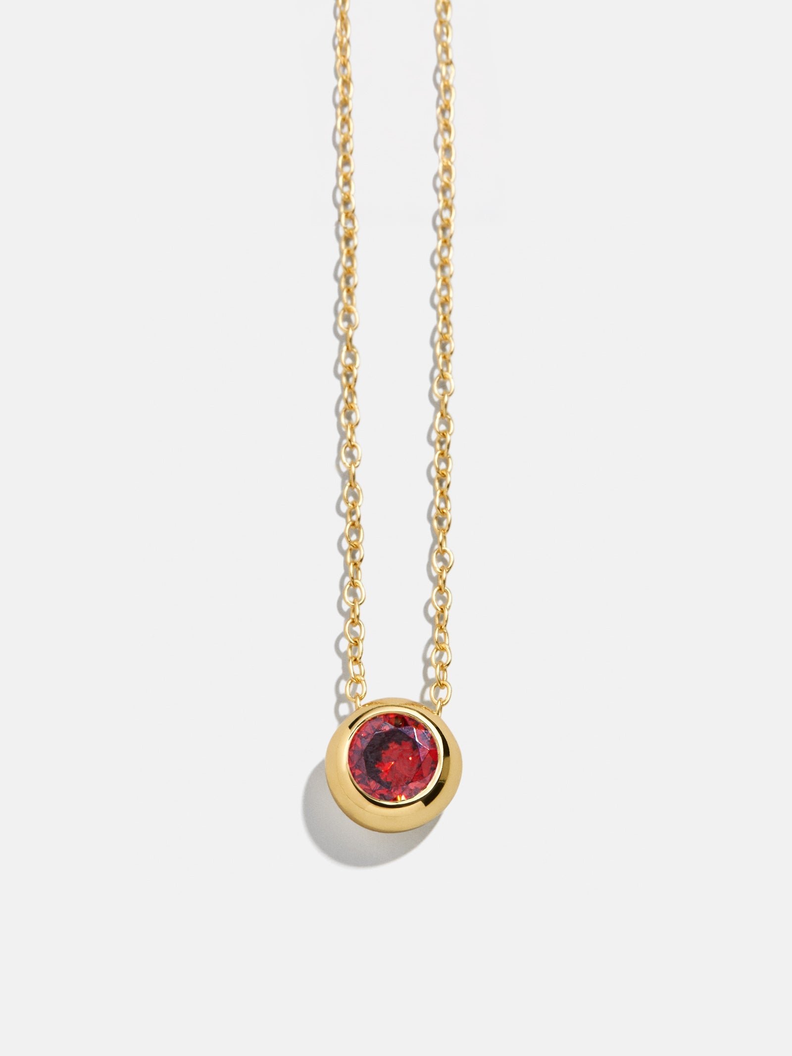 18K Gold Birthstone Pendant Necklace - Garnet