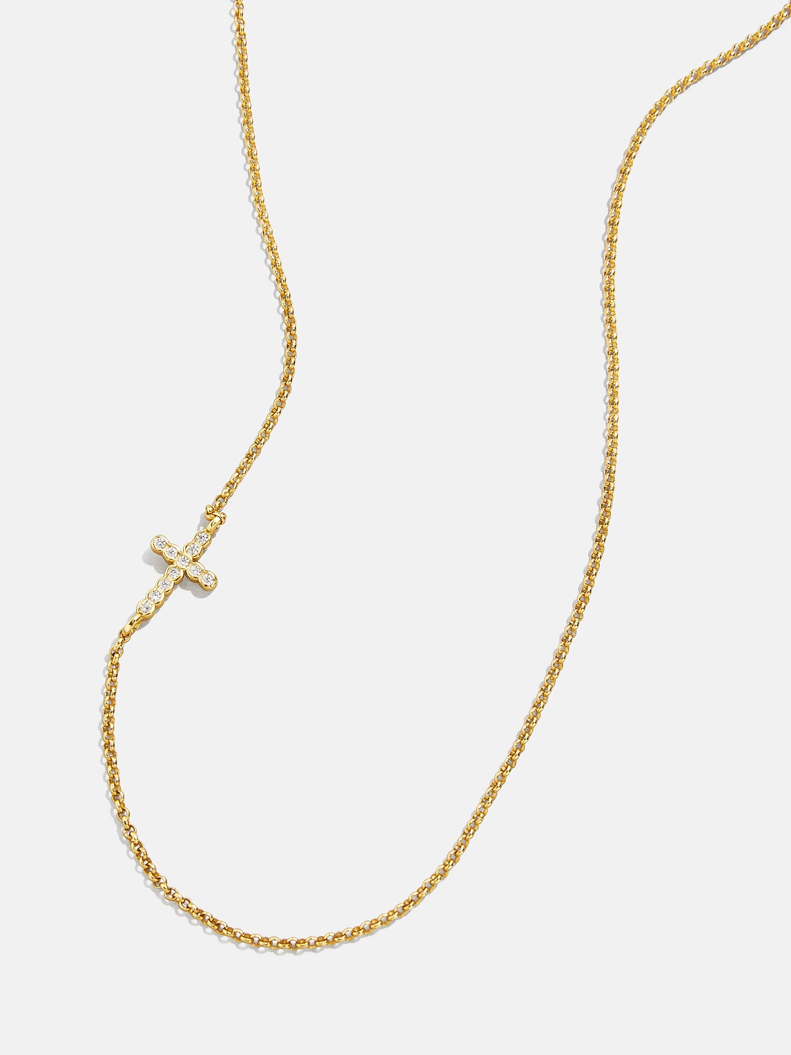 18K Gold Asymmetrical Cross Necklace - Cross