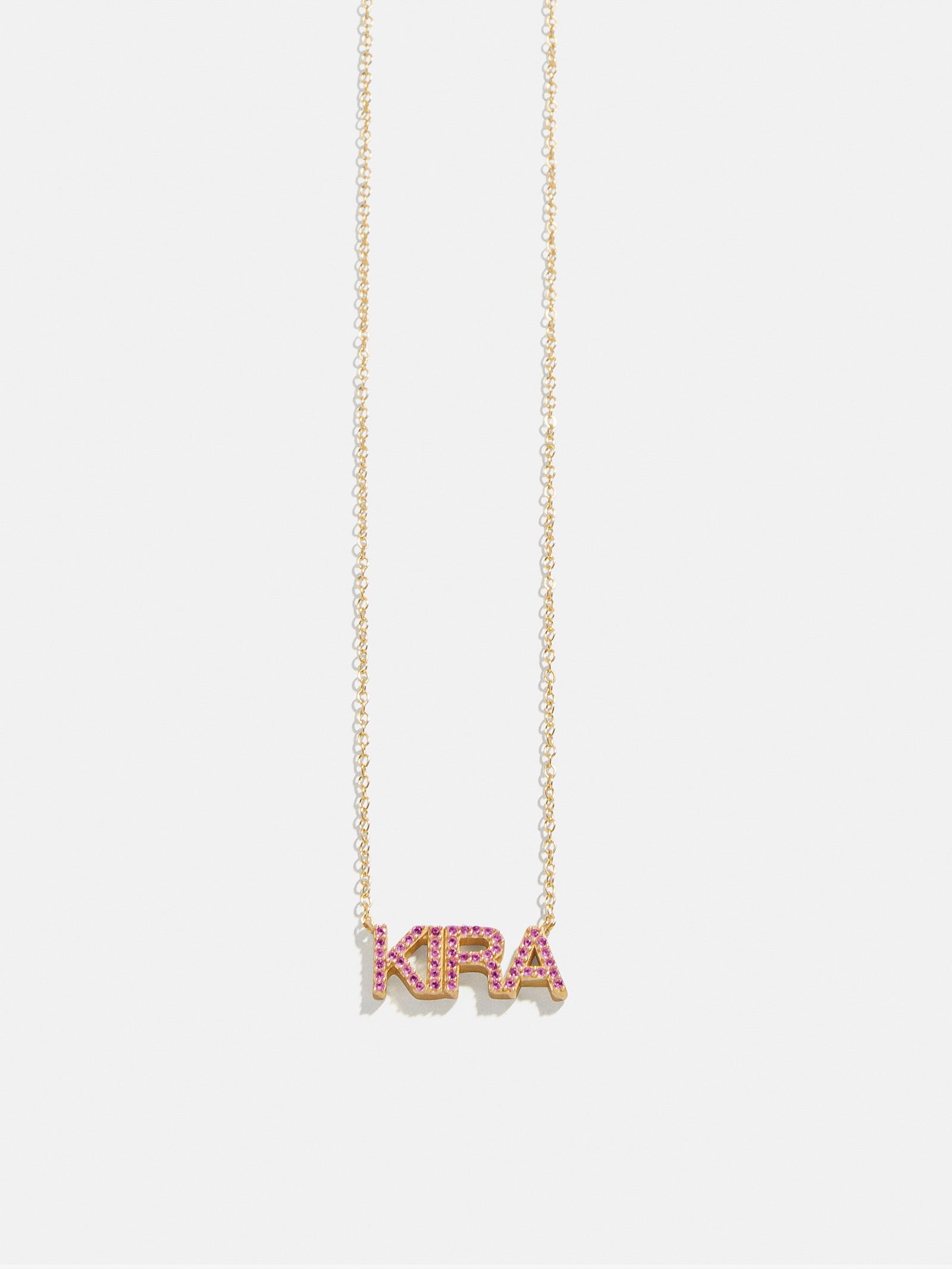18K Gold Birthstone Custom Nameplate Necklace - Rose