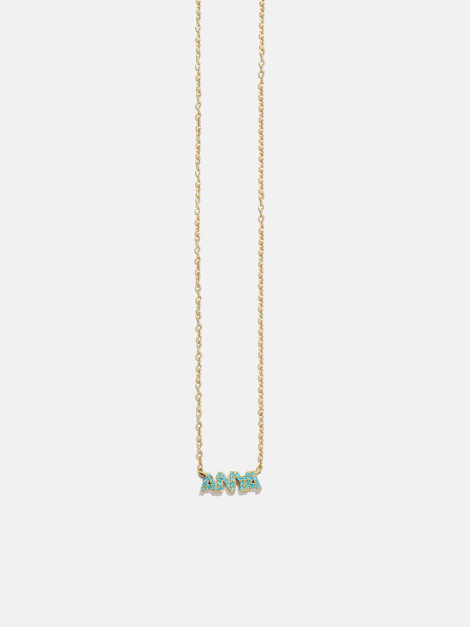 18K Gold Semi-Precious Custom Nameplate Necklace - Turquoise