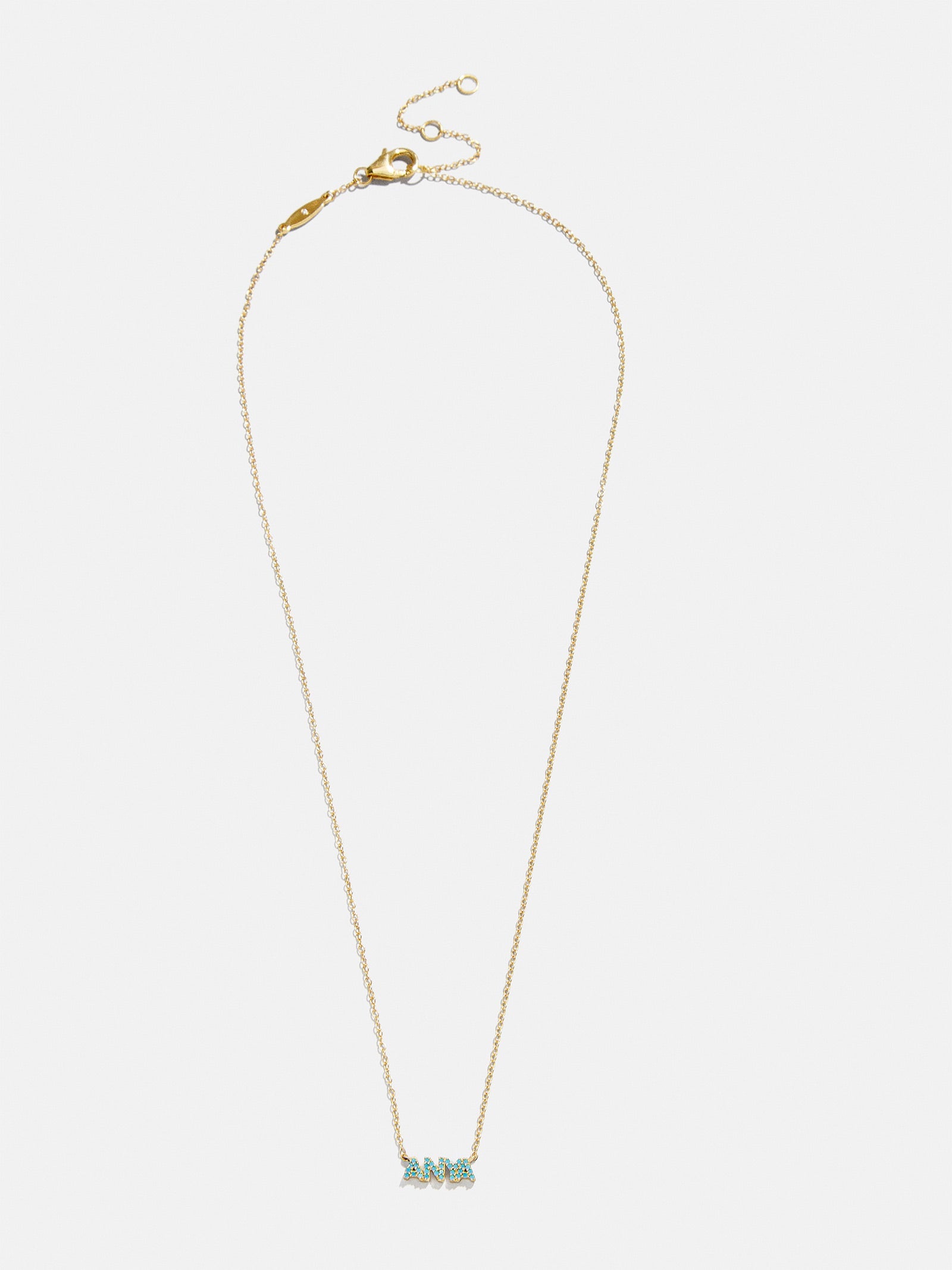 18K Gold Semi-Precious Custom Nameplate Necklace - Turquoise