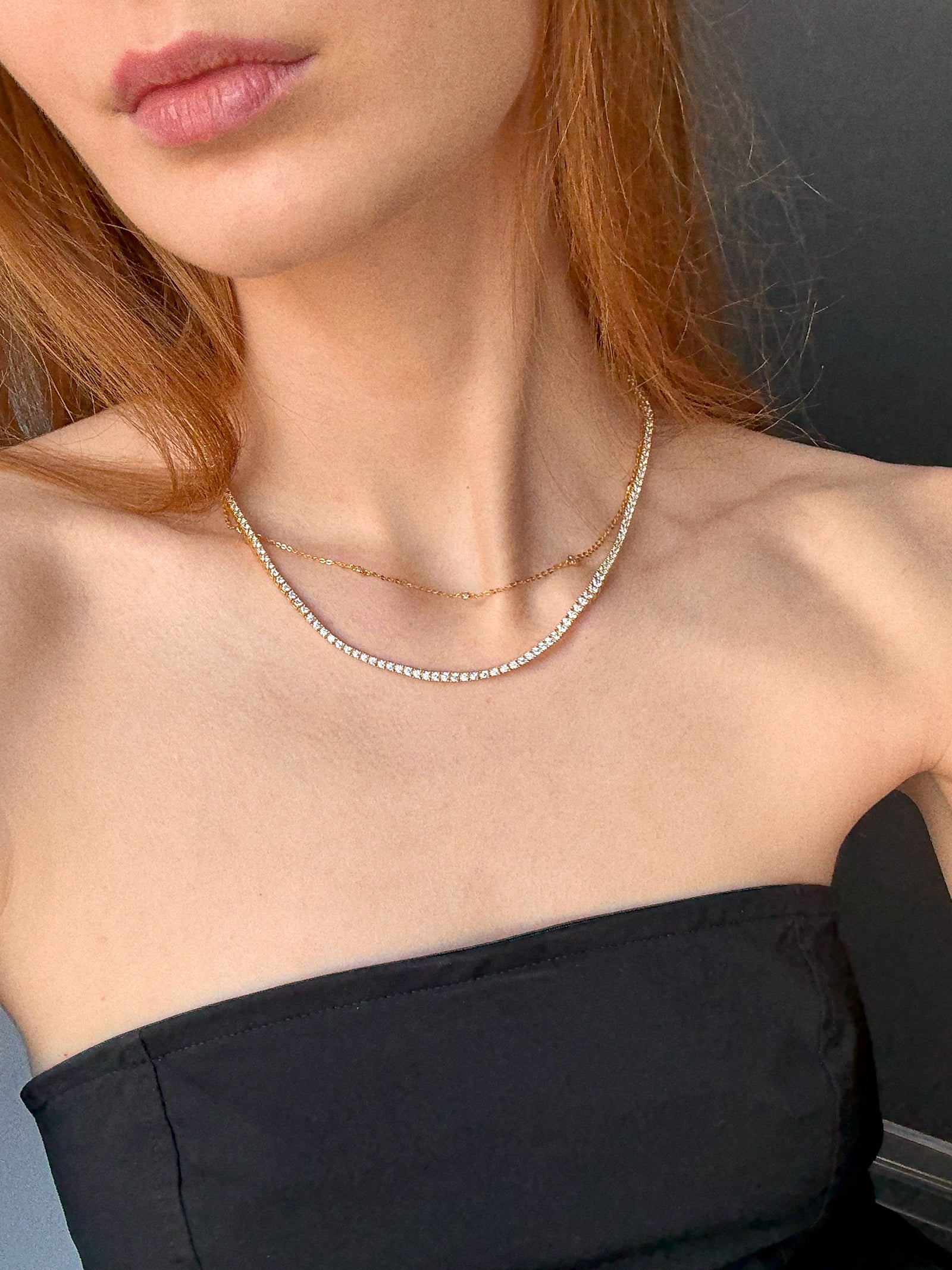 Billie 18K Gold Tennis Necklace - 18K Gold Plated Sterling Silver