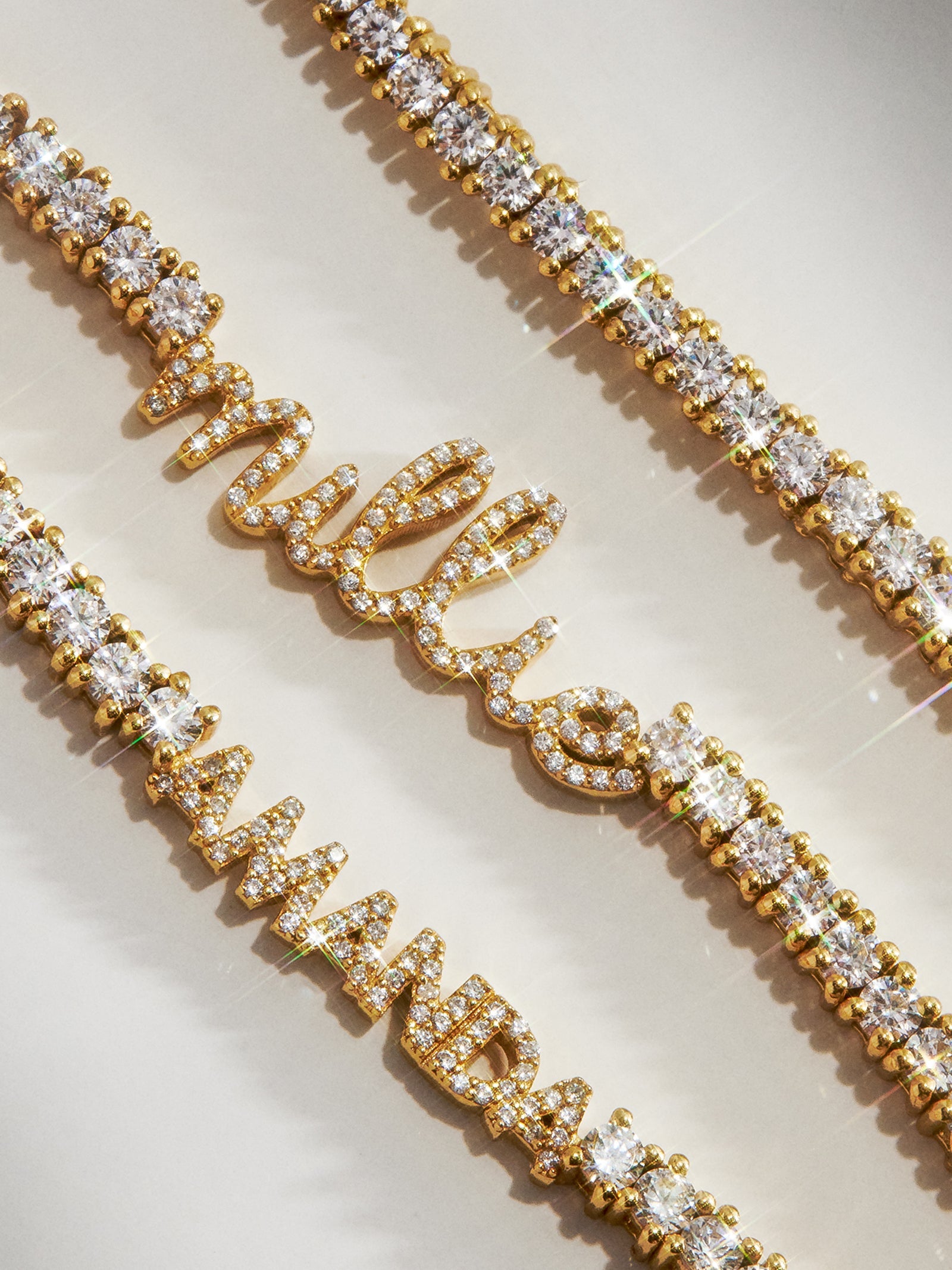 Billie 18K Gold Tennis Custom Nameplate Necklace - Mini Script