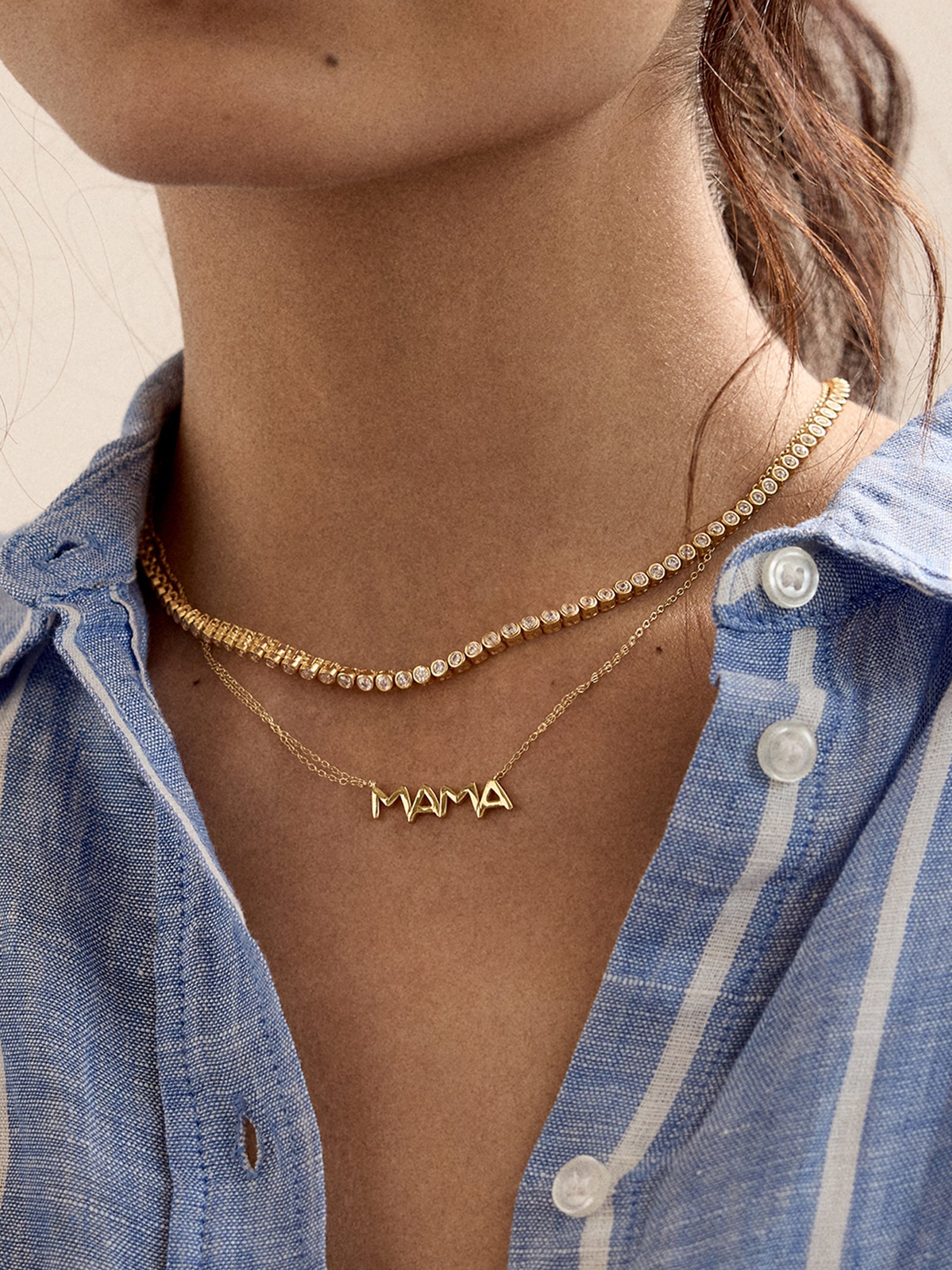 18K Gold Custom Nameplate Necklace - Organic
