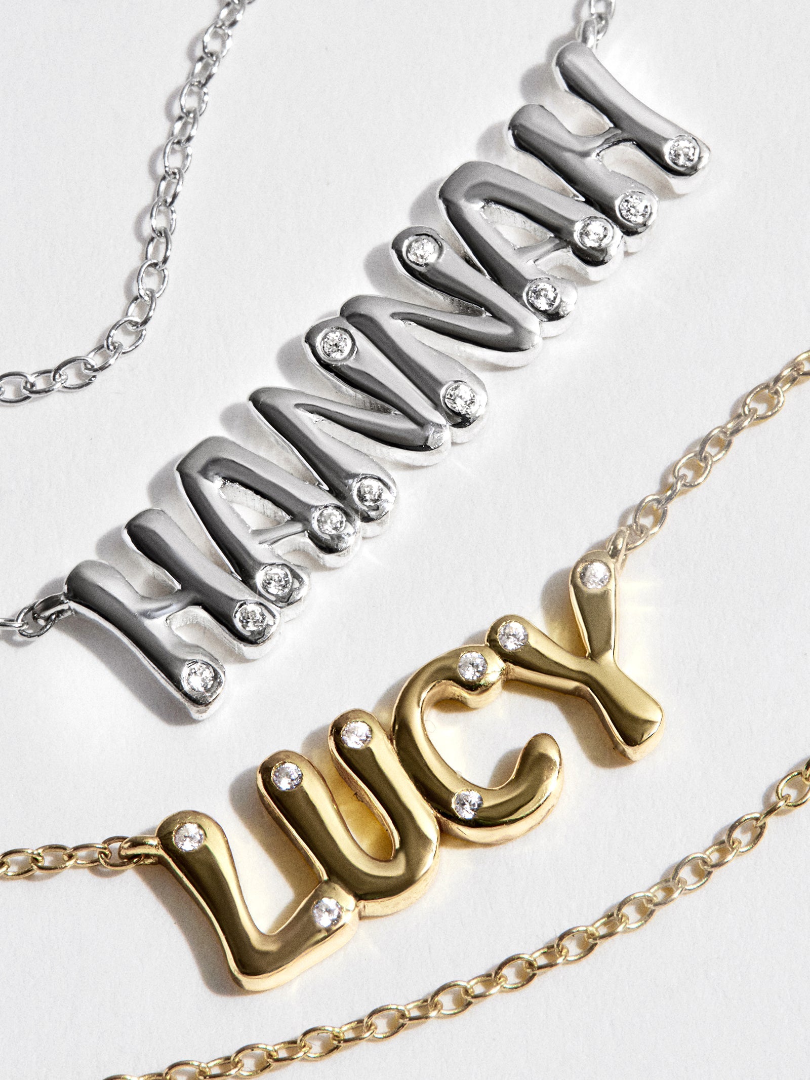 18K Gold Custom Nameplate Necklace - Bubble