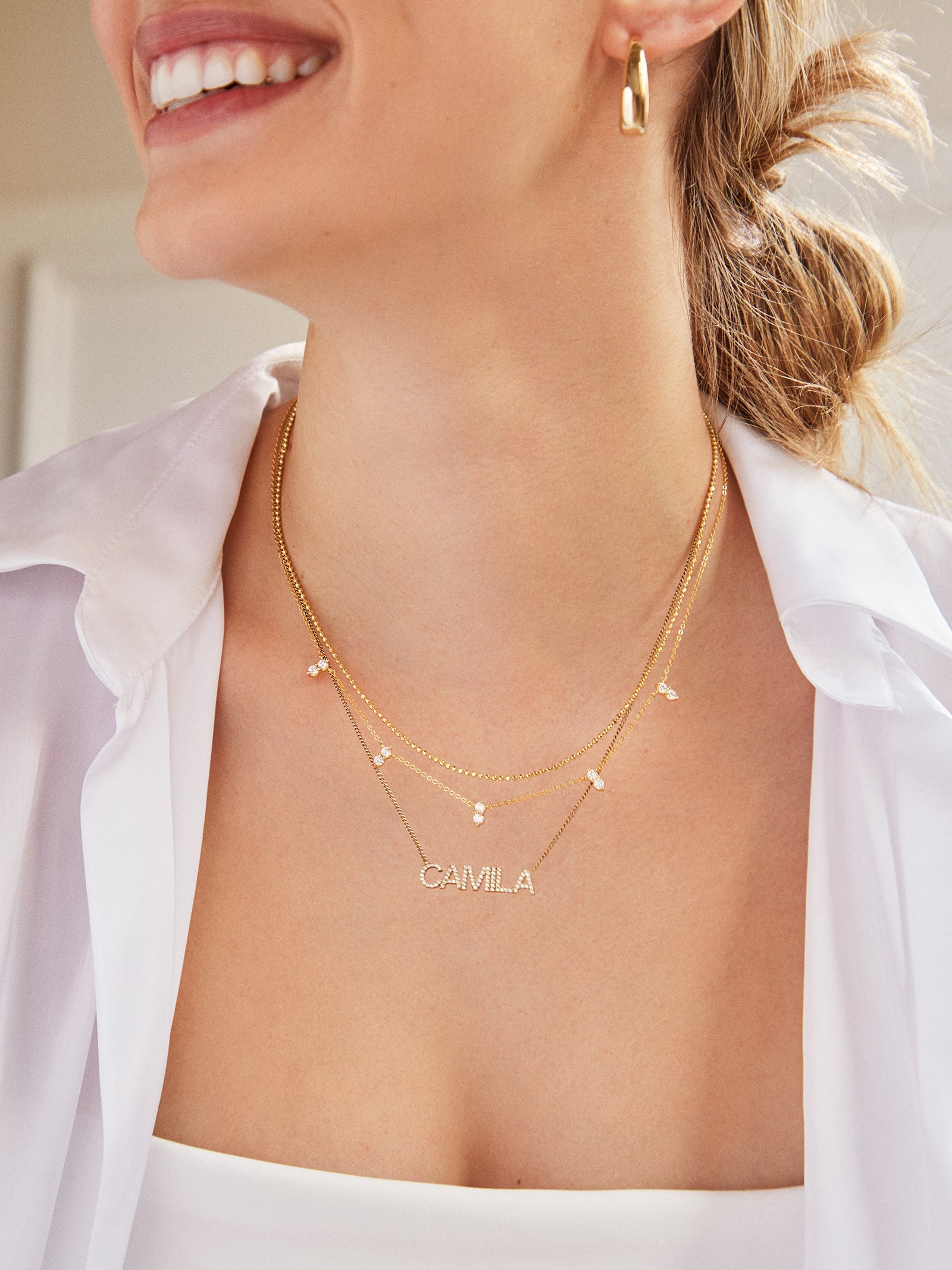 18K Gold Custom Nameplate Necklace - Block