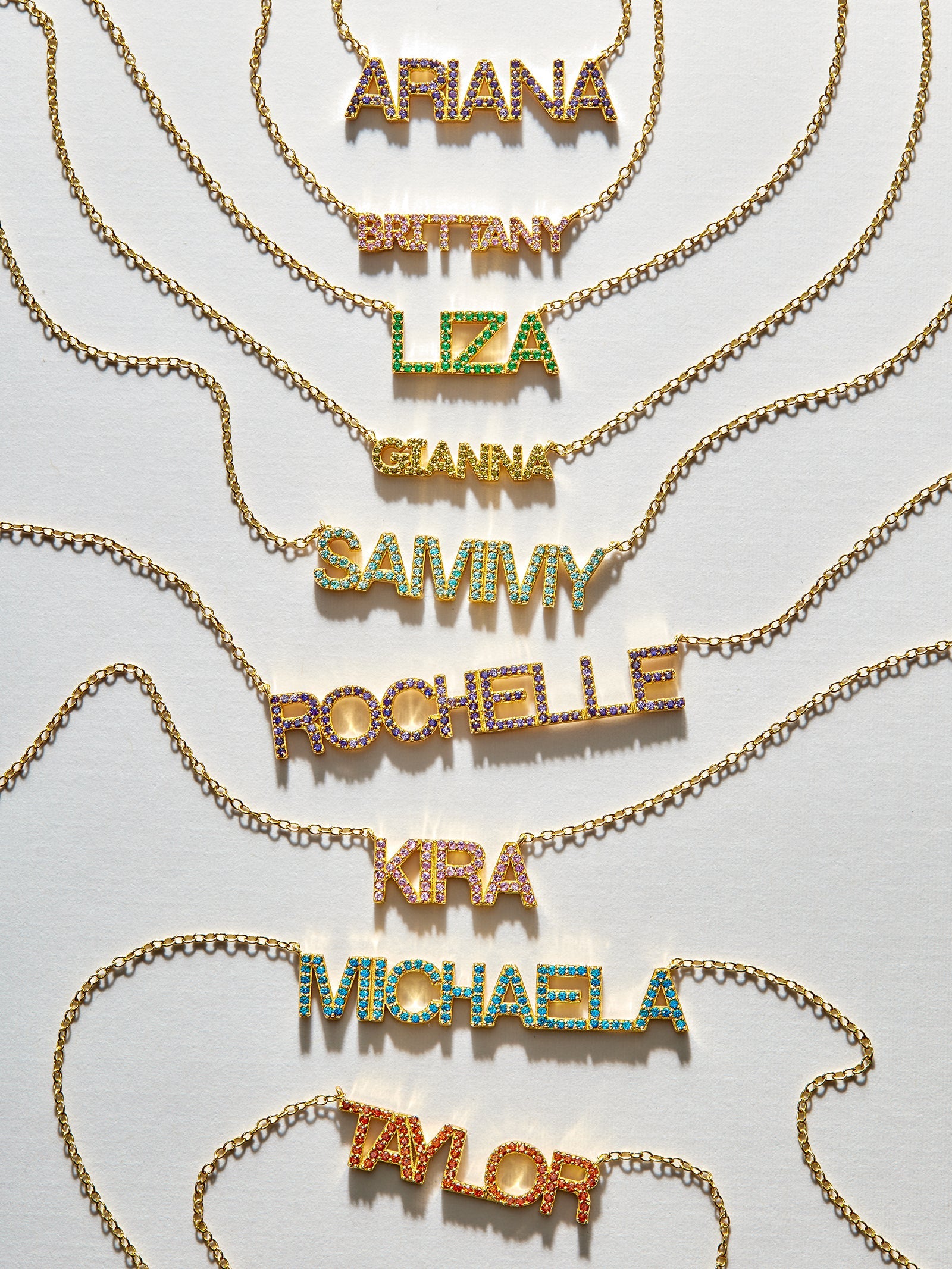 18K Gold Birthstone Custom Nameplate Necklace - Rose