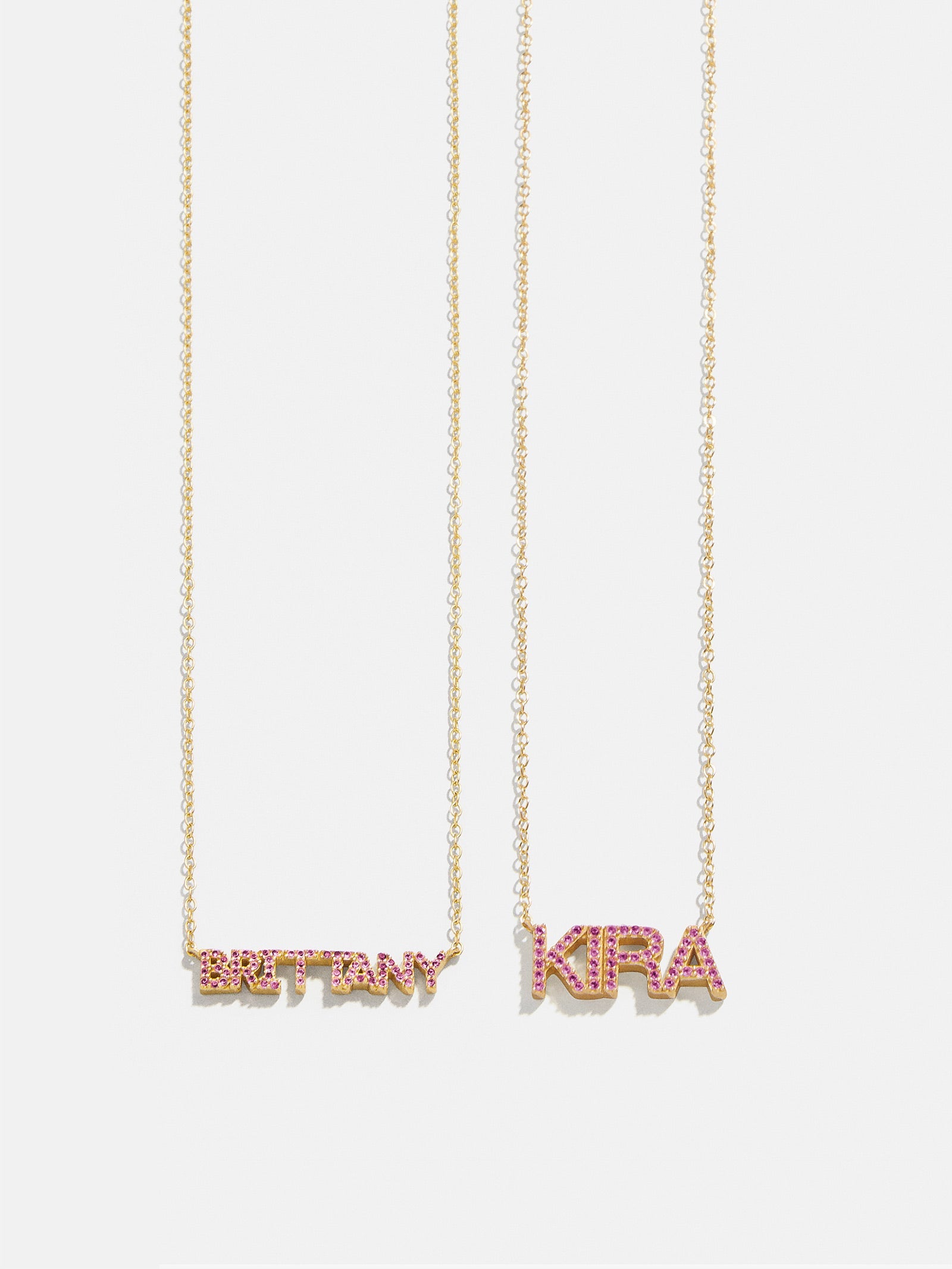 18K Gold Birthstone Custom Nameplate Necklace - Rose