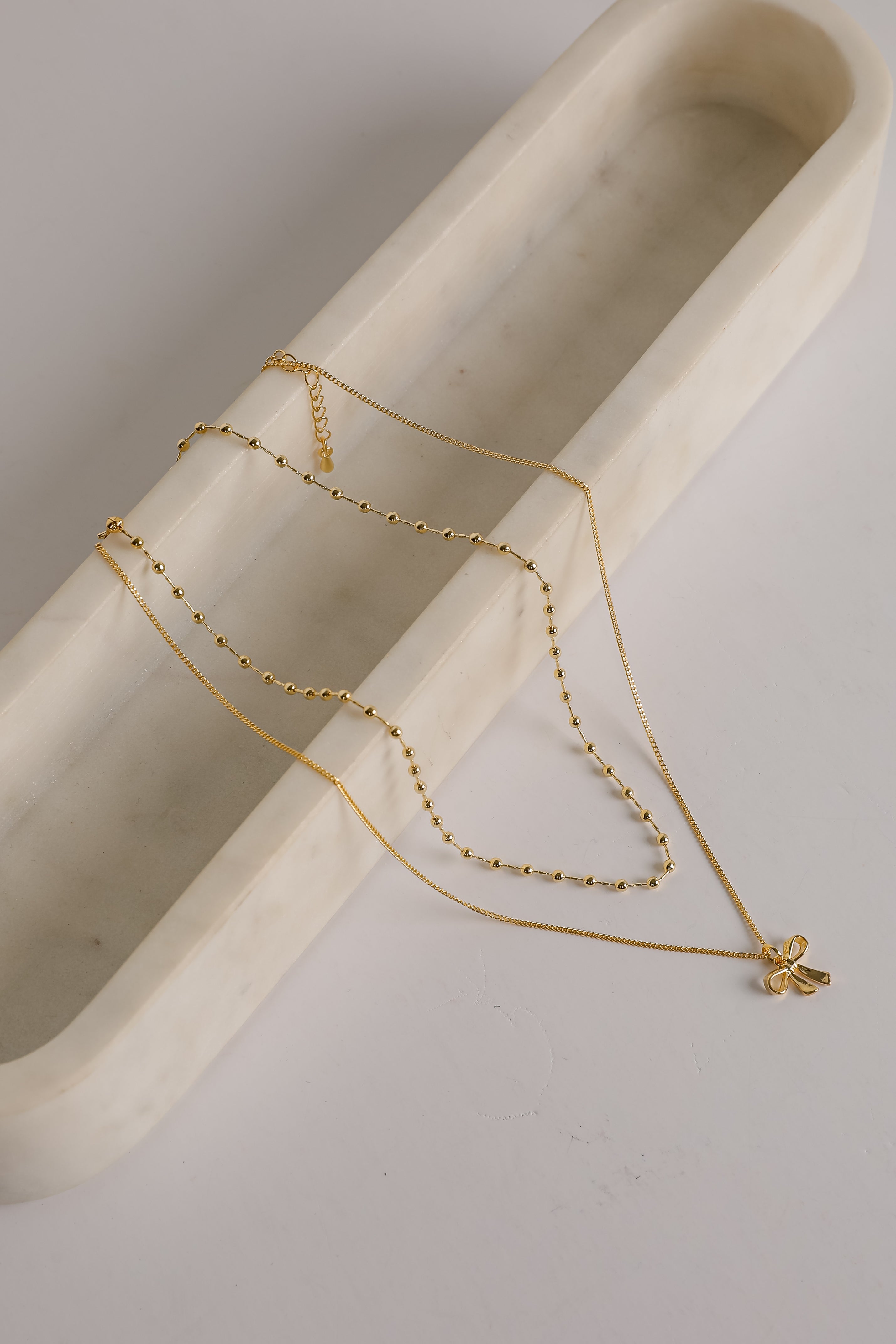 Allie Gold Layered Bow Charm Necklace