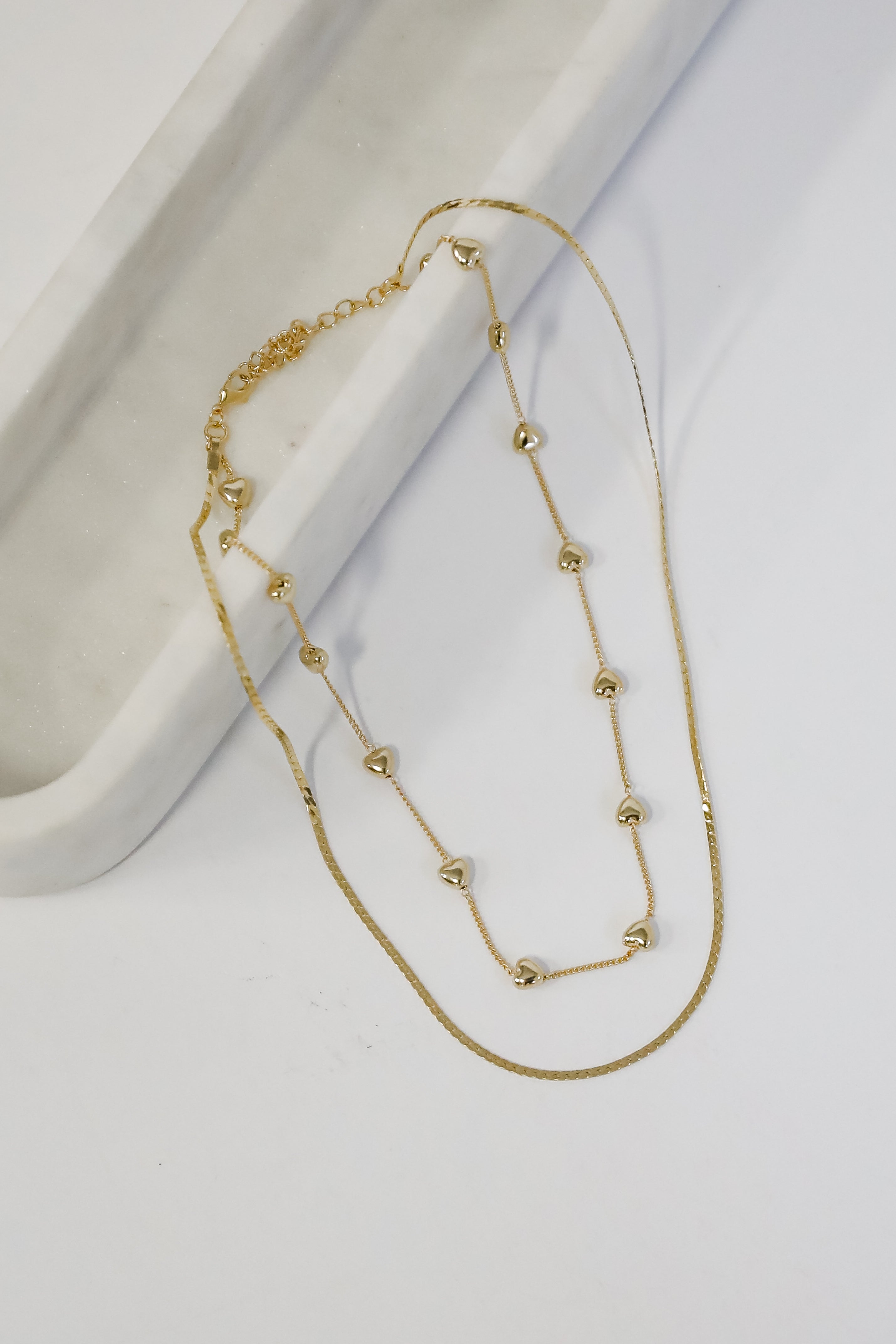 Aria Gold Heart Layered Chain Necklace