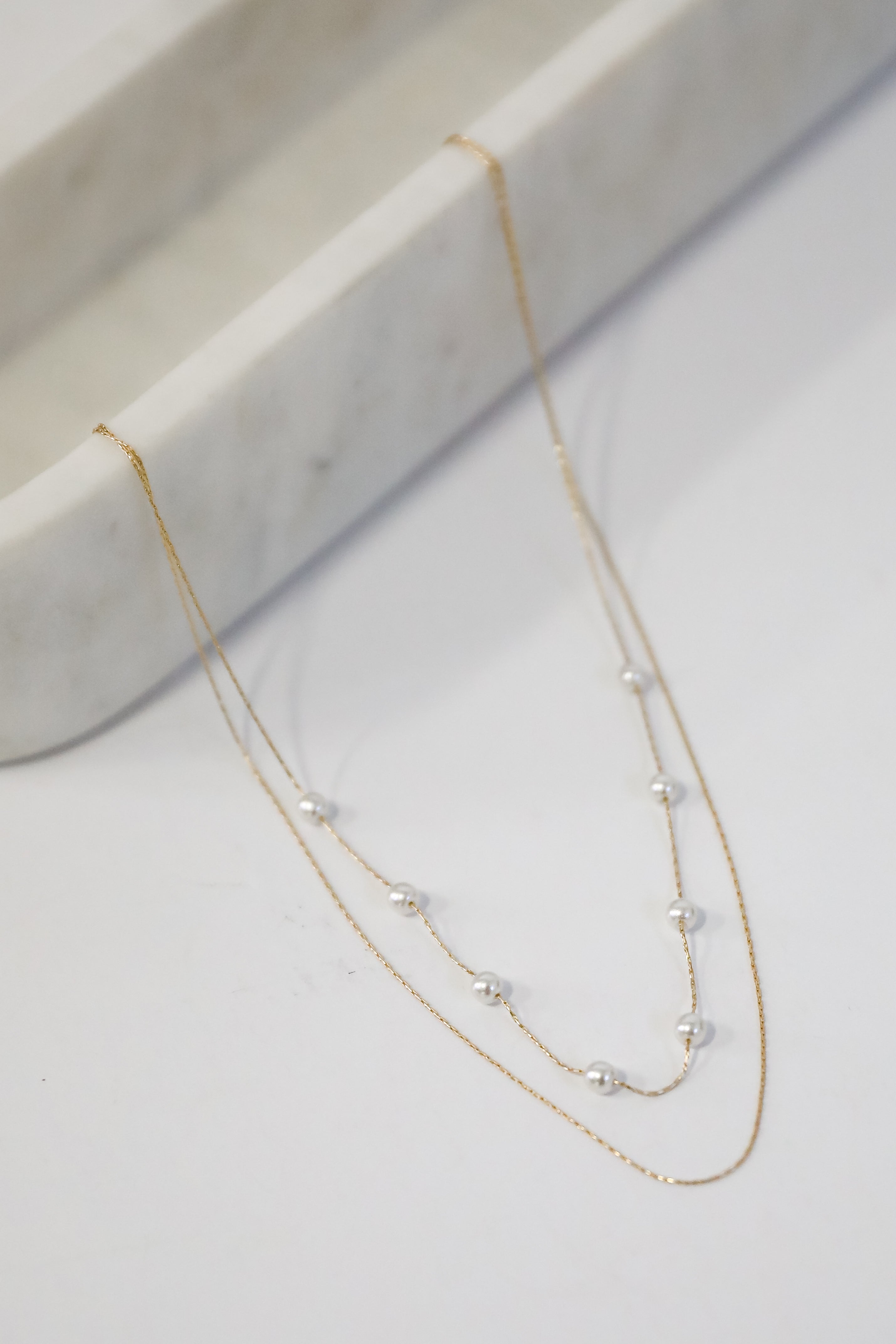 Aubree Gold Pearl Layered Necklace