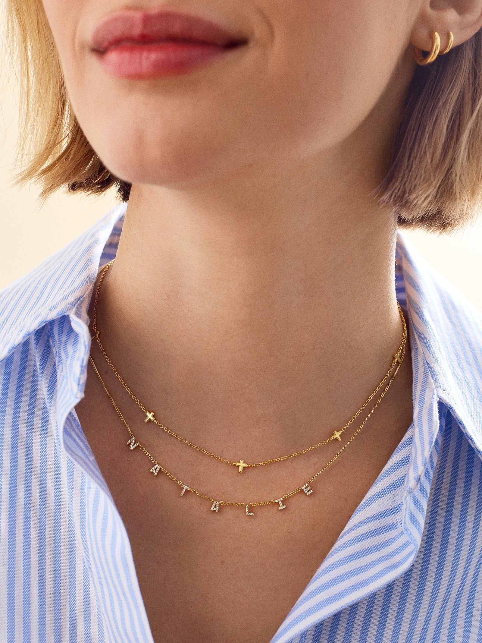 Mini 18K Gold Spaced Letter Custom Name Necklace - 18K Gold