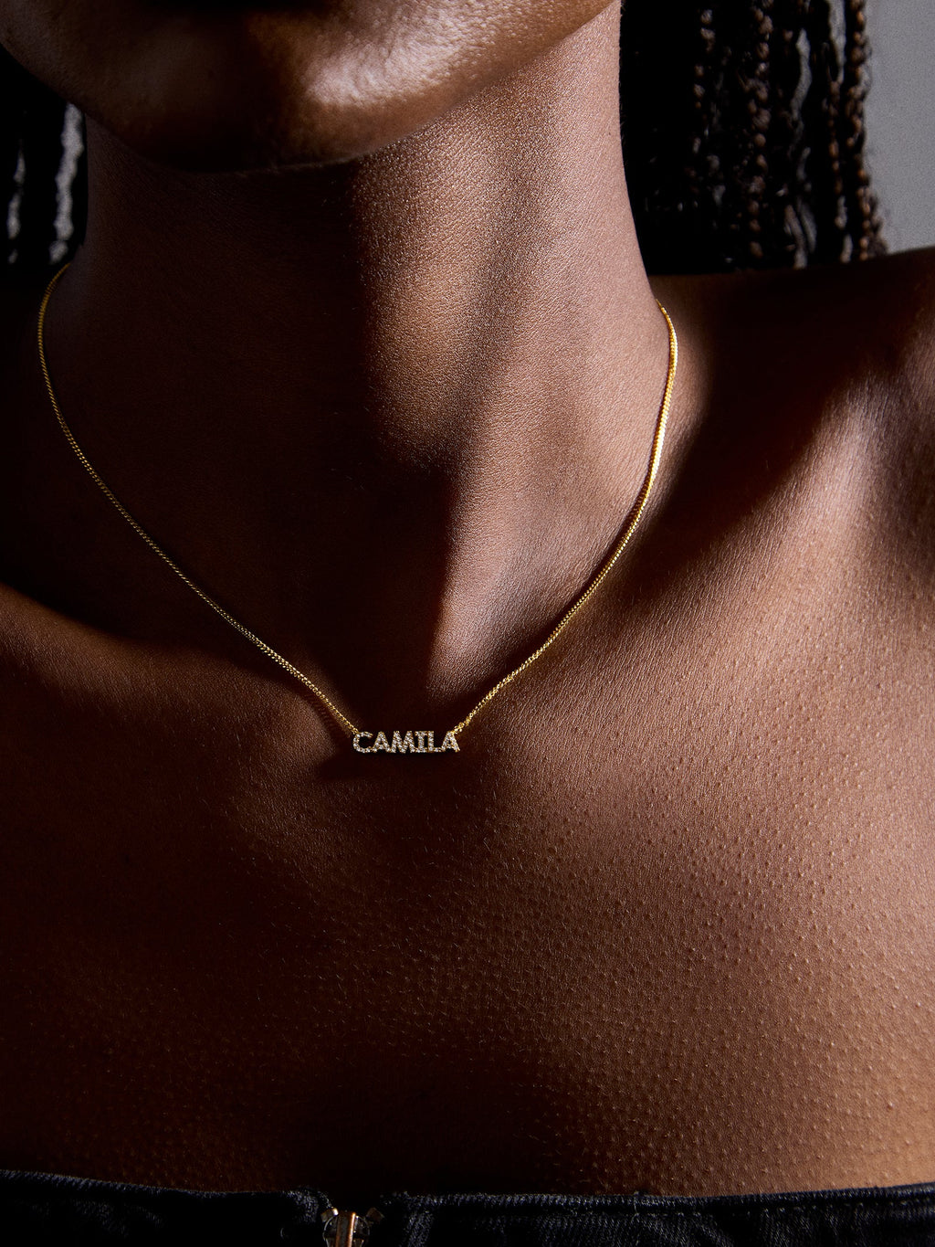 18K Gold Custom Nameplate Necklace - Mini Block