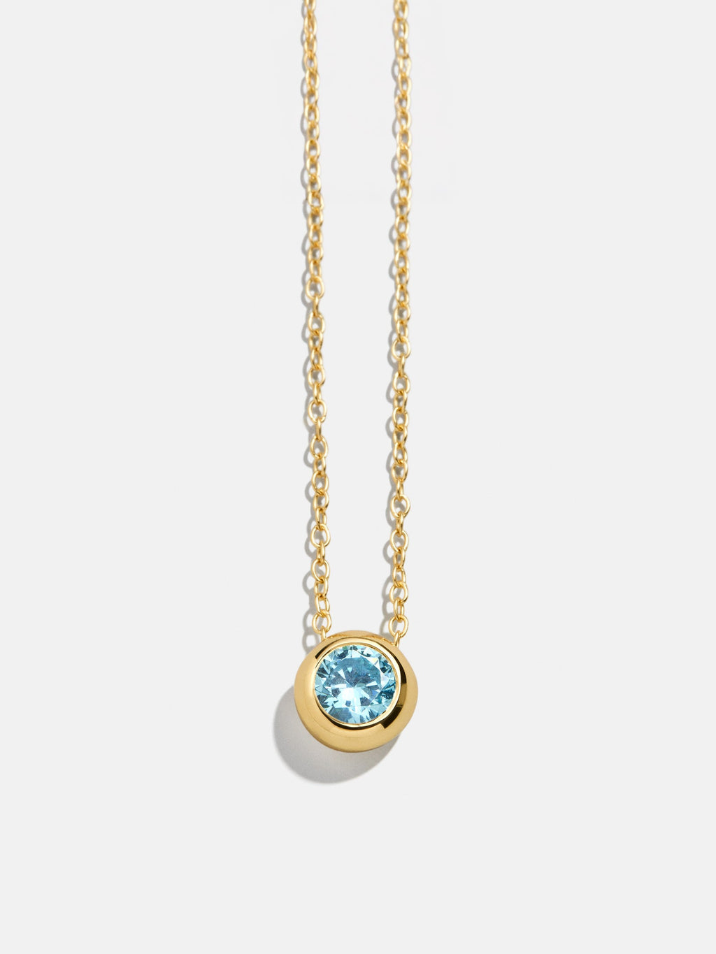 18K Gold Birthstone Pendant Necklace - Aquamarine