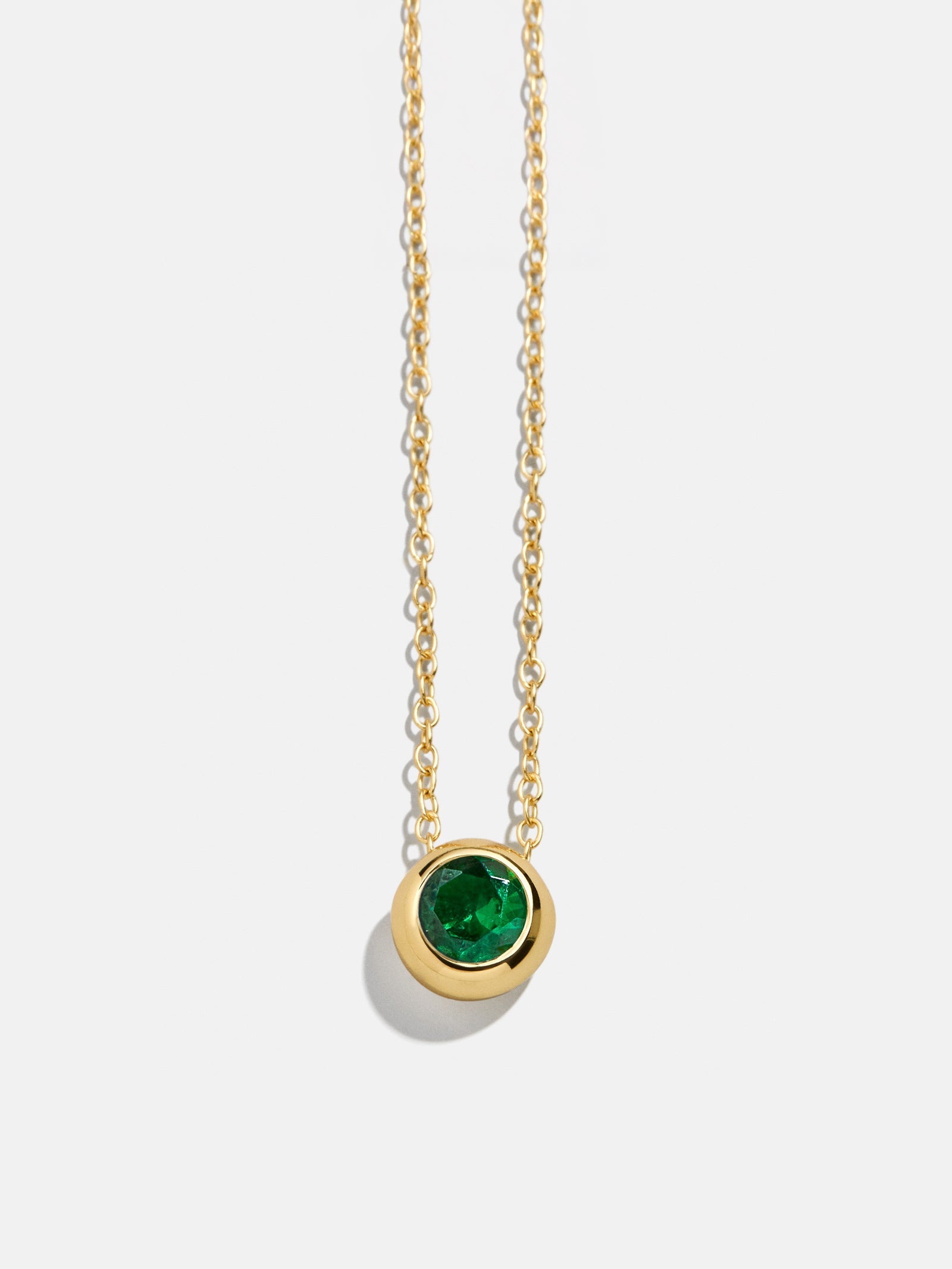 18K Gold Birthstone Pendant Necklace - Emerald
