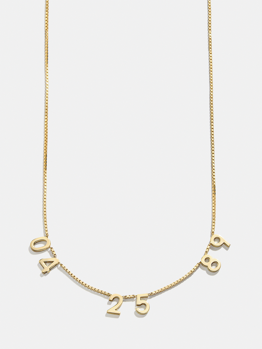 18K Gold Spaced Number Custom Necklace - S