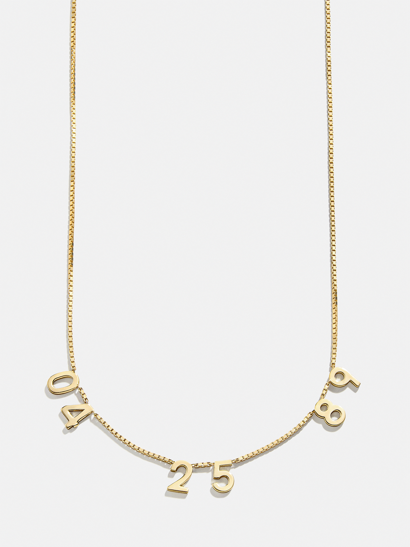 18K Gold Spaced Number Custom Necklace - S