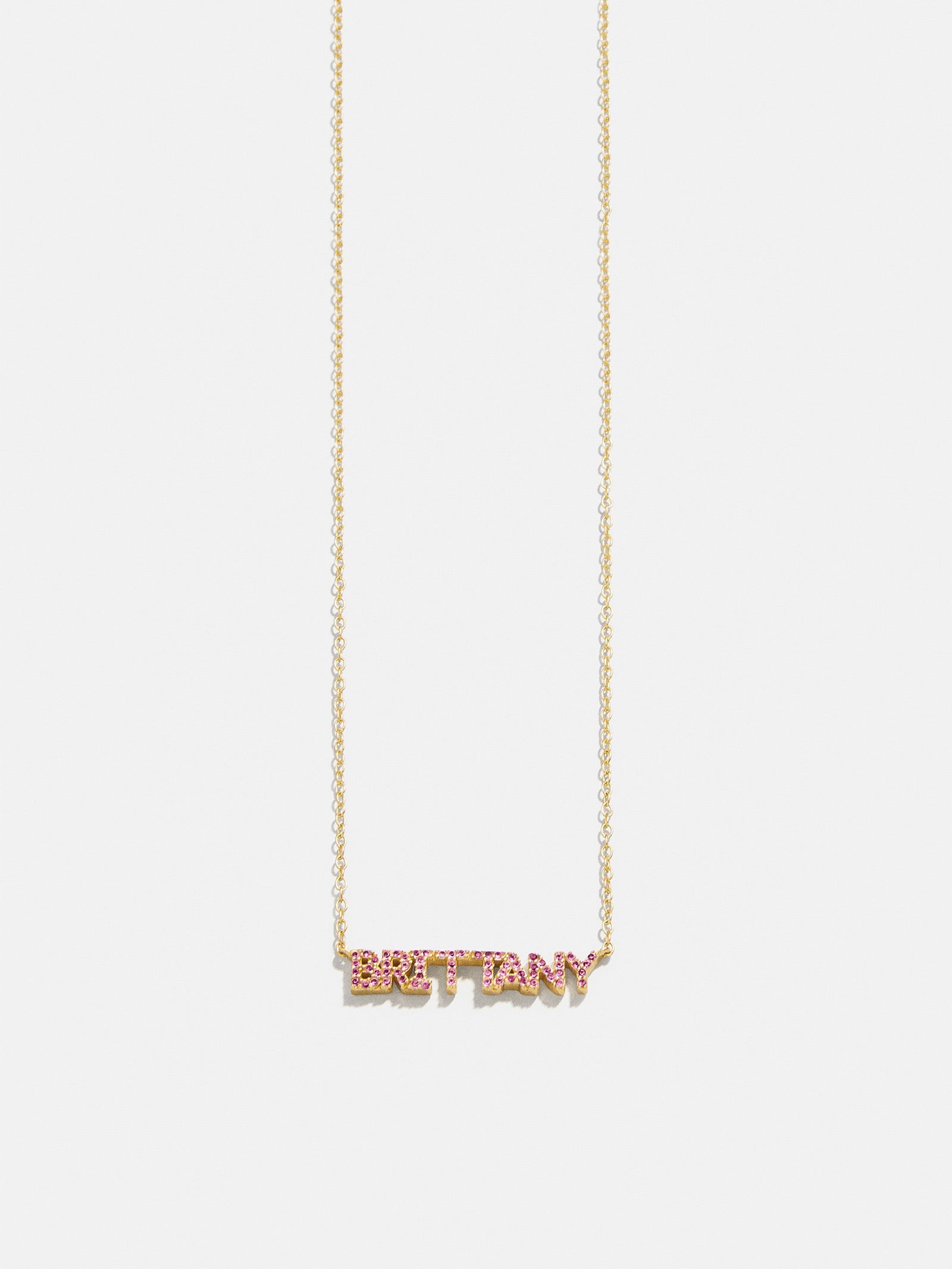 18K Gold Birthstone Custom Nameplate Necklace - Rose