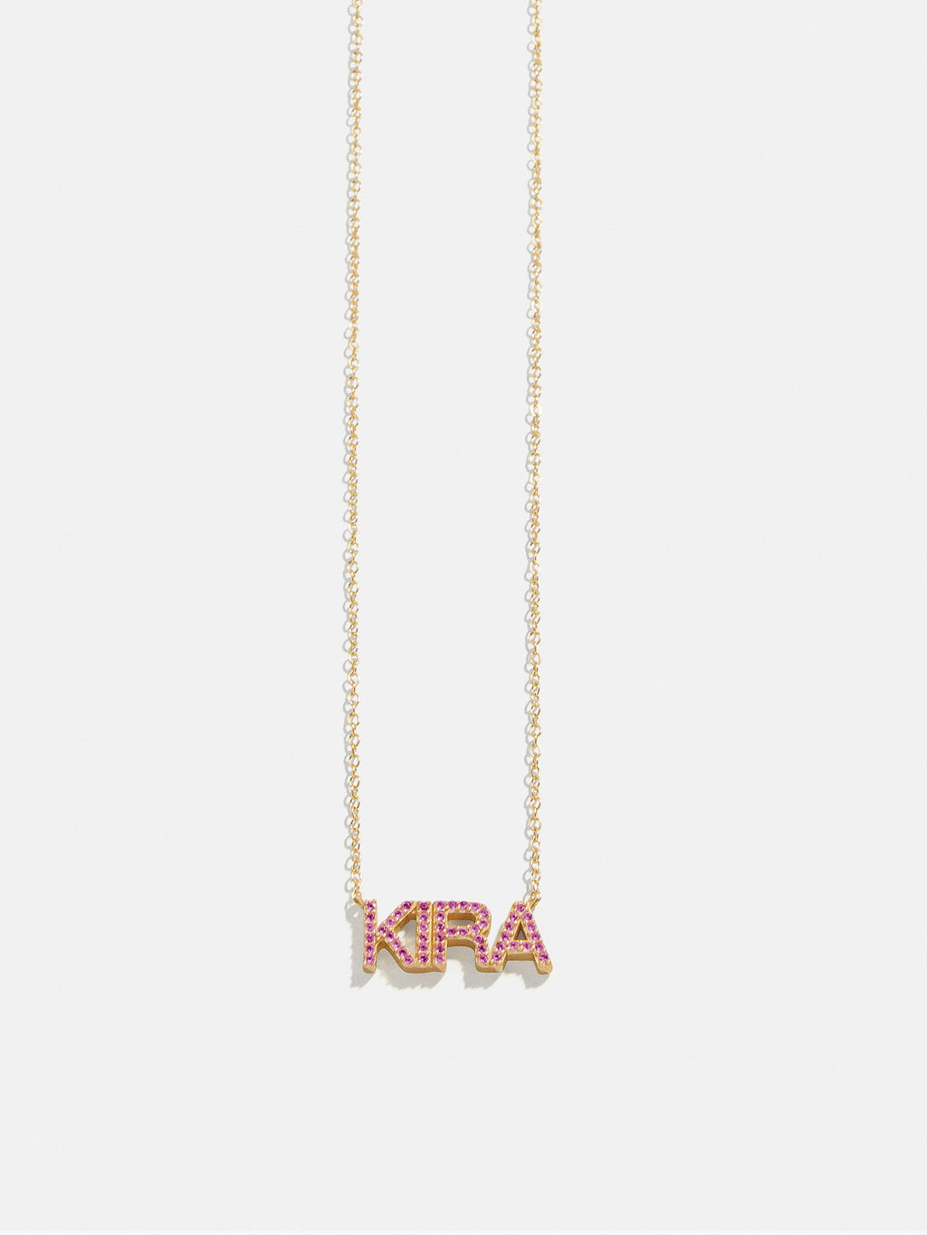 18K Gold Birthstone Custom Nameplate Necklace - Rose