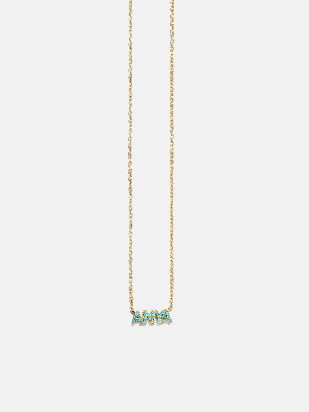 18K Gold Semi-Precious Custom Nameplate Necklace - Turquoise