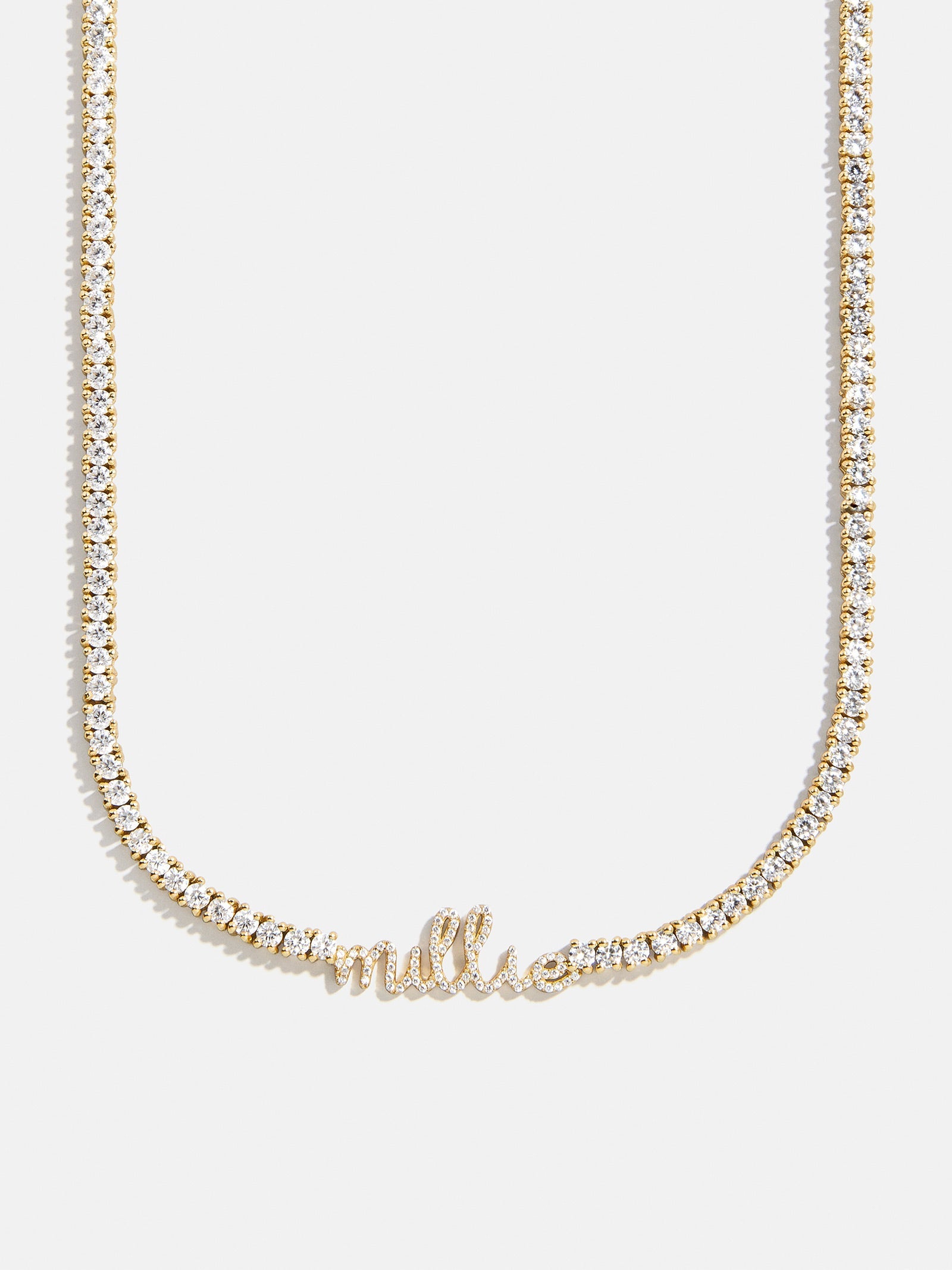 Billie 18K Gold Tennis Custom Nameplate Necklace - Mini Script