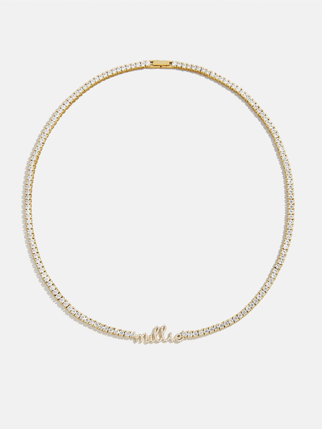 Billie 18K Gold Tennis Custom Nameplate Necklace - Mini Script