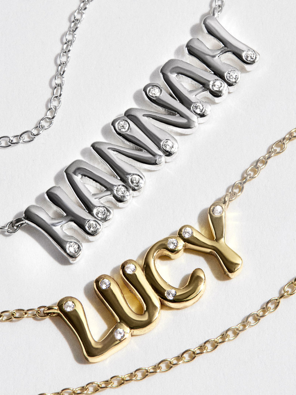 18K Gold Custom Nameplate Necklace - Bubble