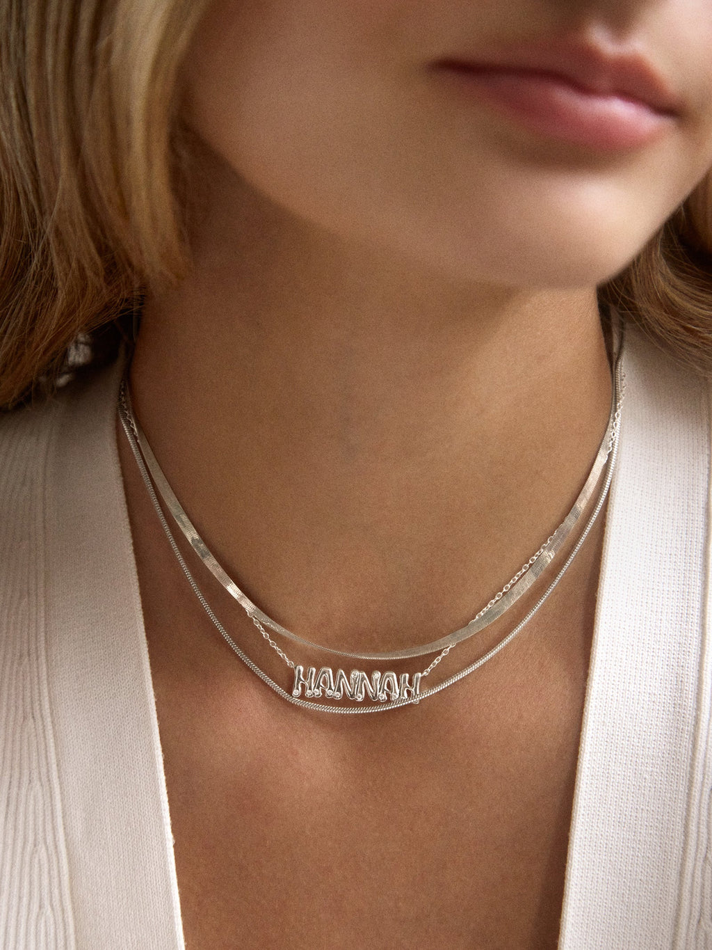 18K Gold Custom Nameplate Necklace - Bubble