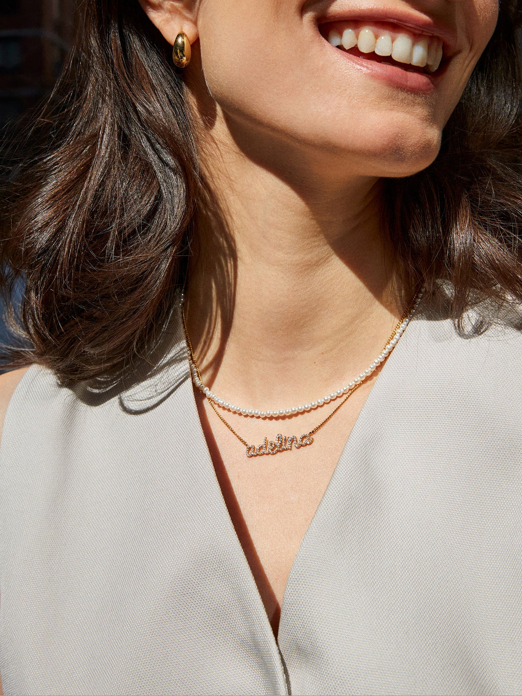 18K Gold Custom Nameplate Necklace - Script