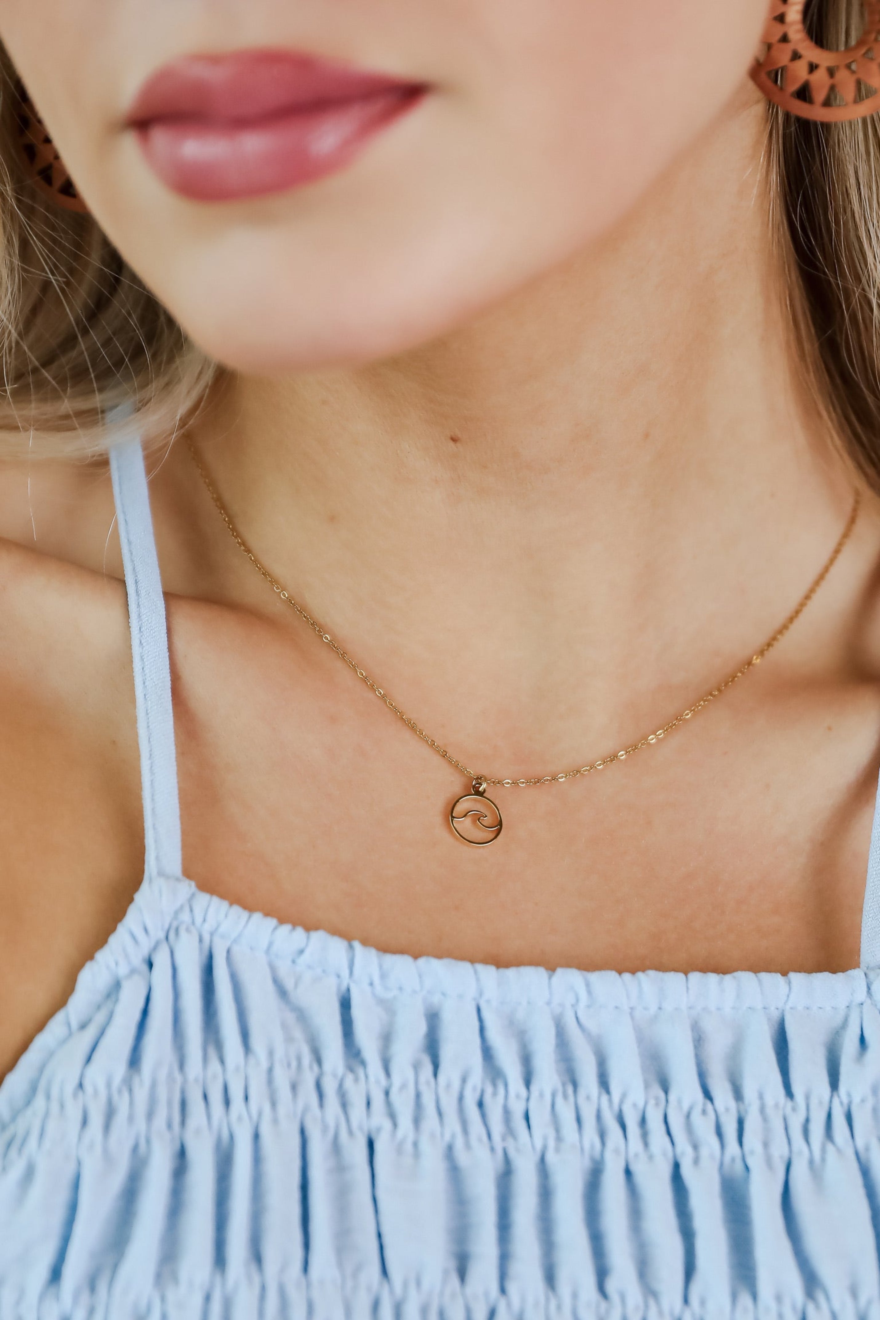Melody Gold Wave Charm Necklace