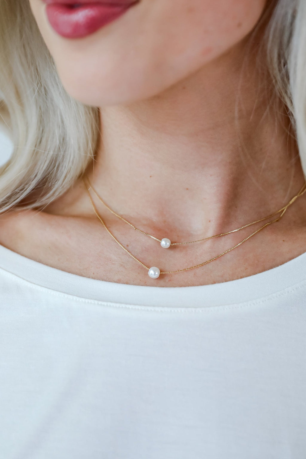 Hazel Gold Layered Pearl Necklace