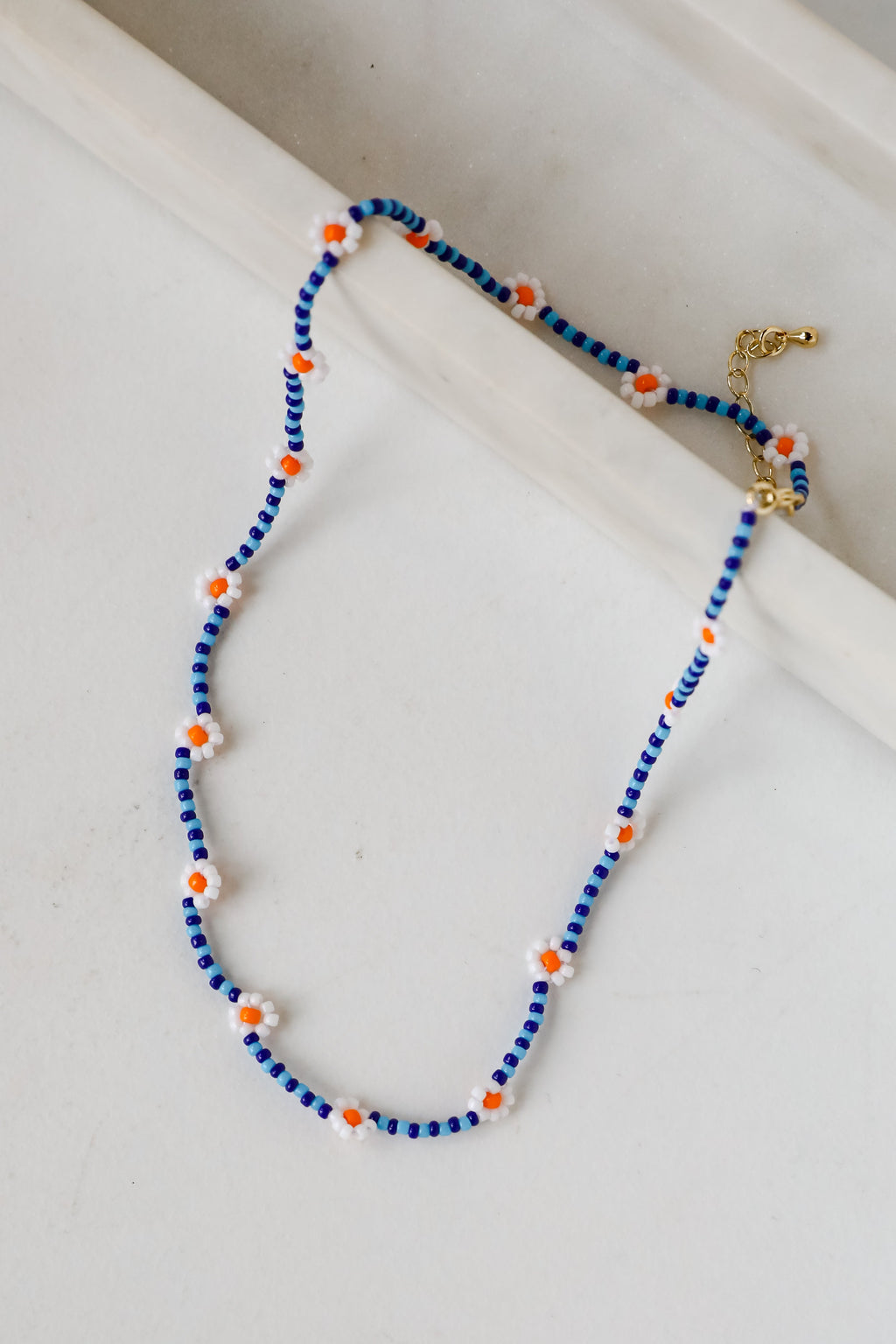 FINAL SALE - Haven Blue Beaded Daisy Necklace