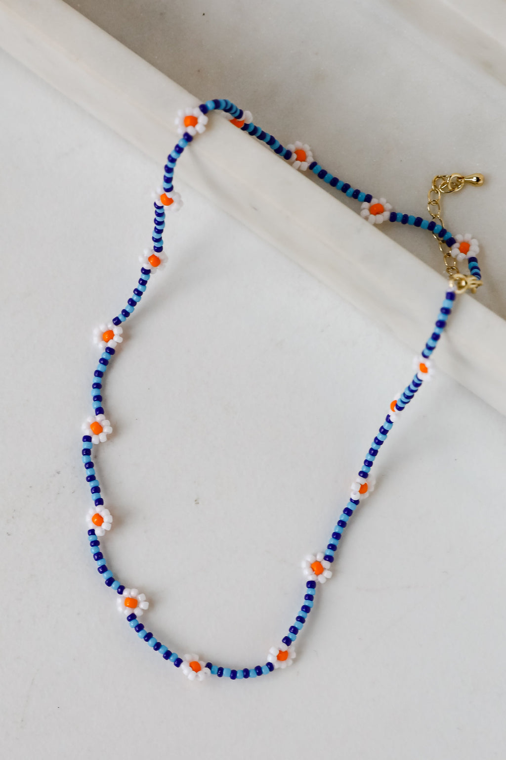 FINAL SALE - Haven Blue Beaded Daisy Necklace