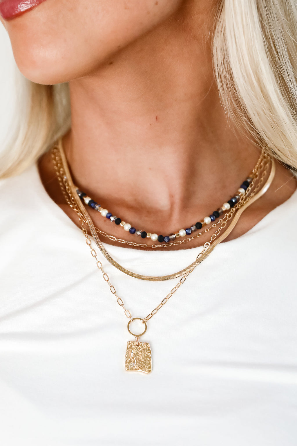 FINAL SALE - Elena Blue Layered Chain Necklace
