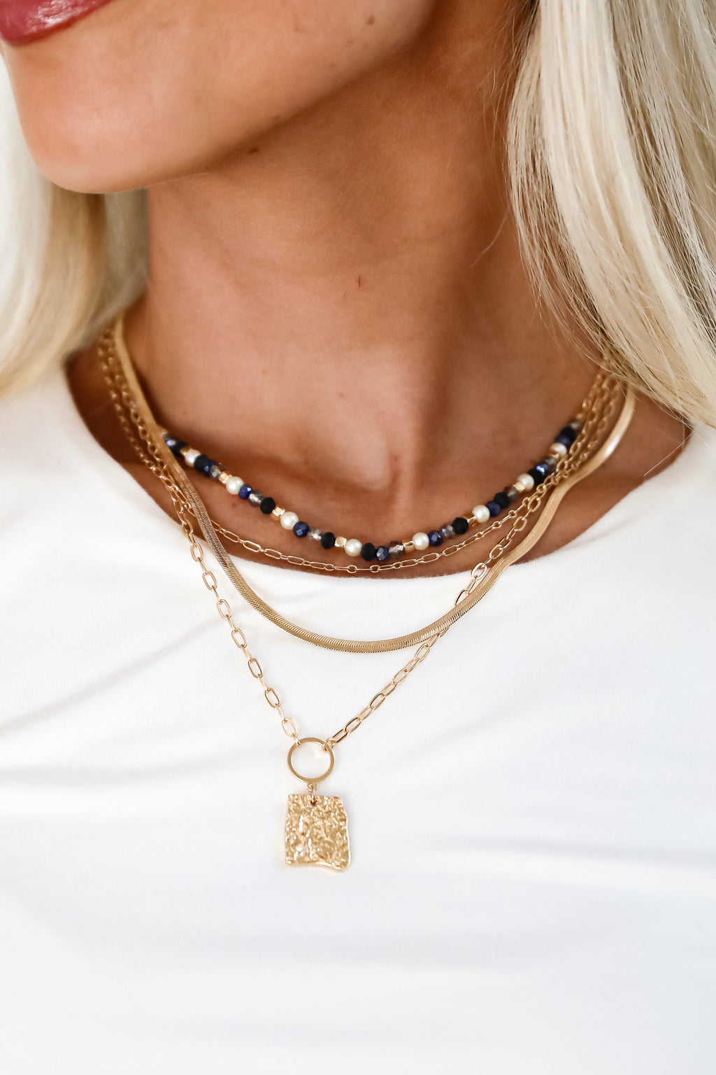 FINAL SALE - Elena Blue Layered Chain Necklace