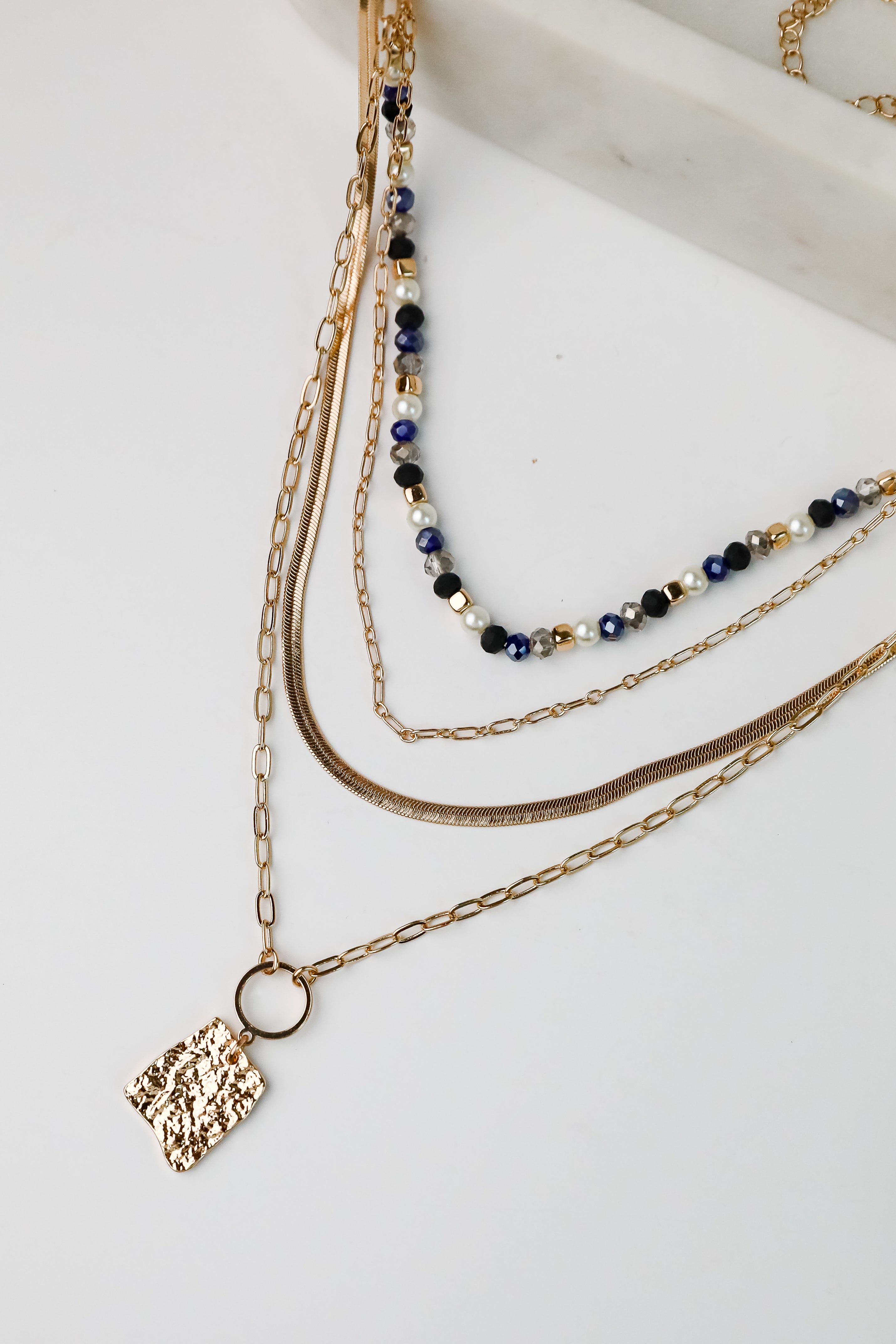 FINAL SALE - Elena Blue Layered Chain Necklace