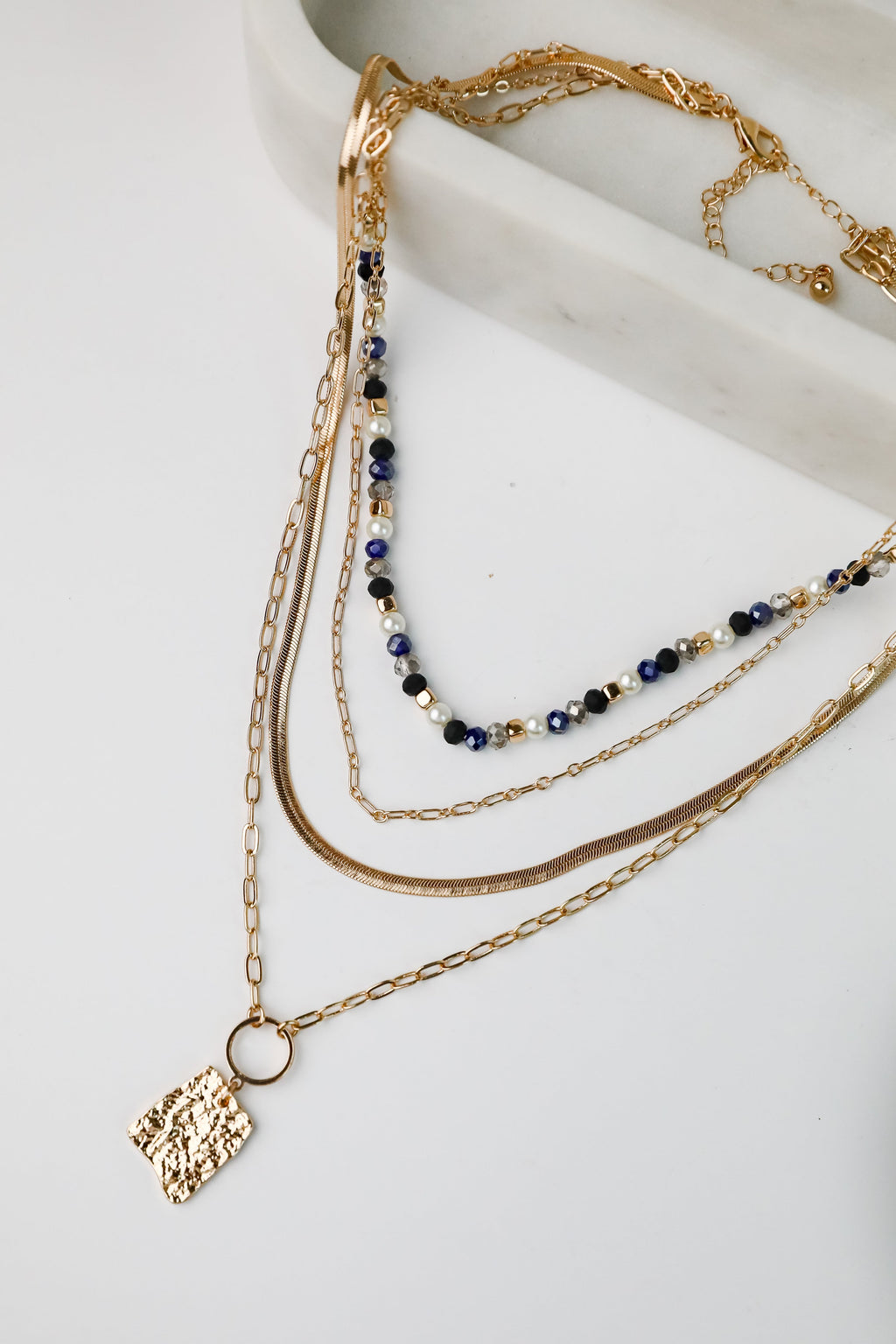 FINAL SALE - Elena Blue Layered Chain Necklace