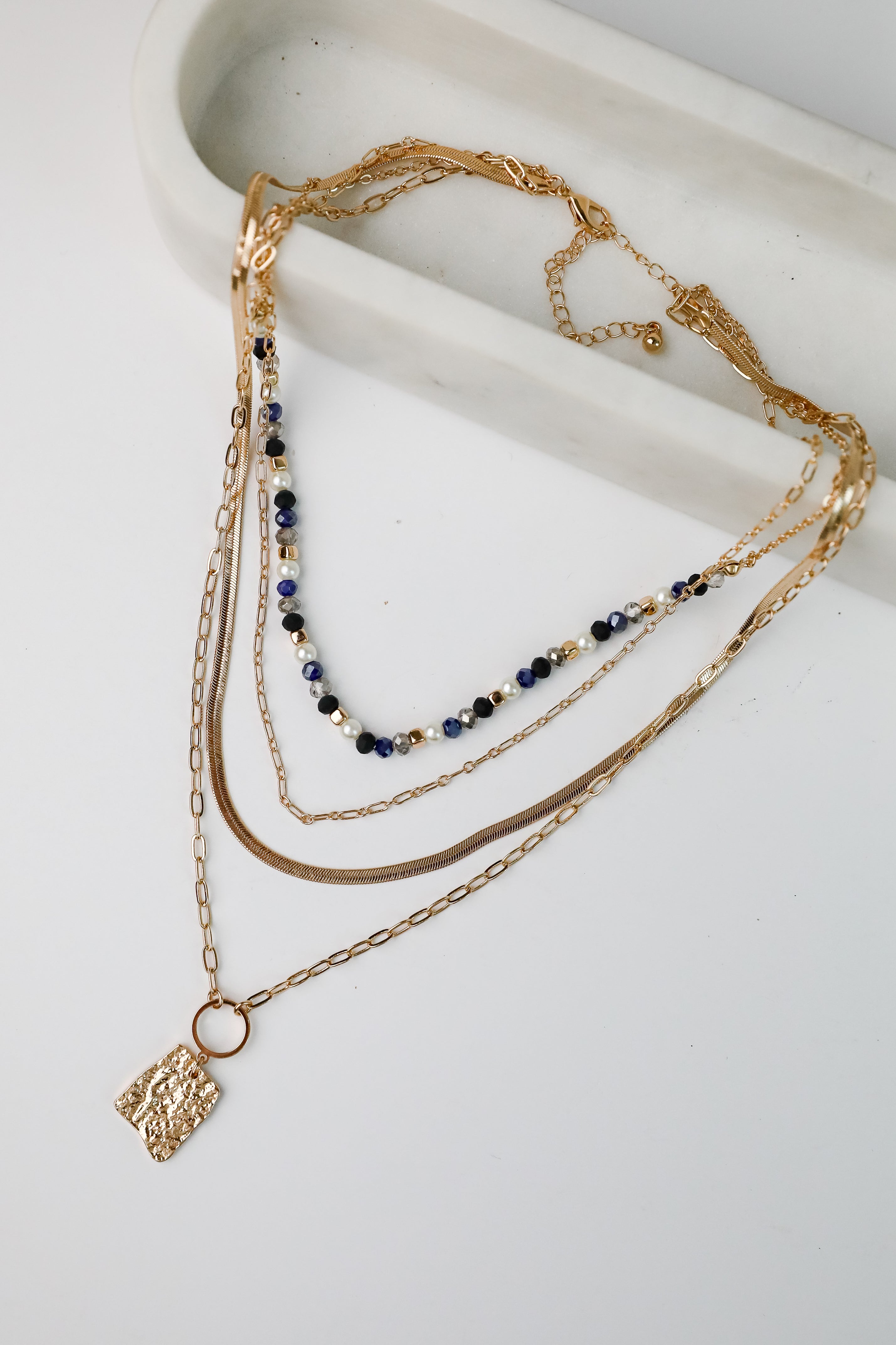 FINAL SALE - Elena Blue Layered Chain Necklace