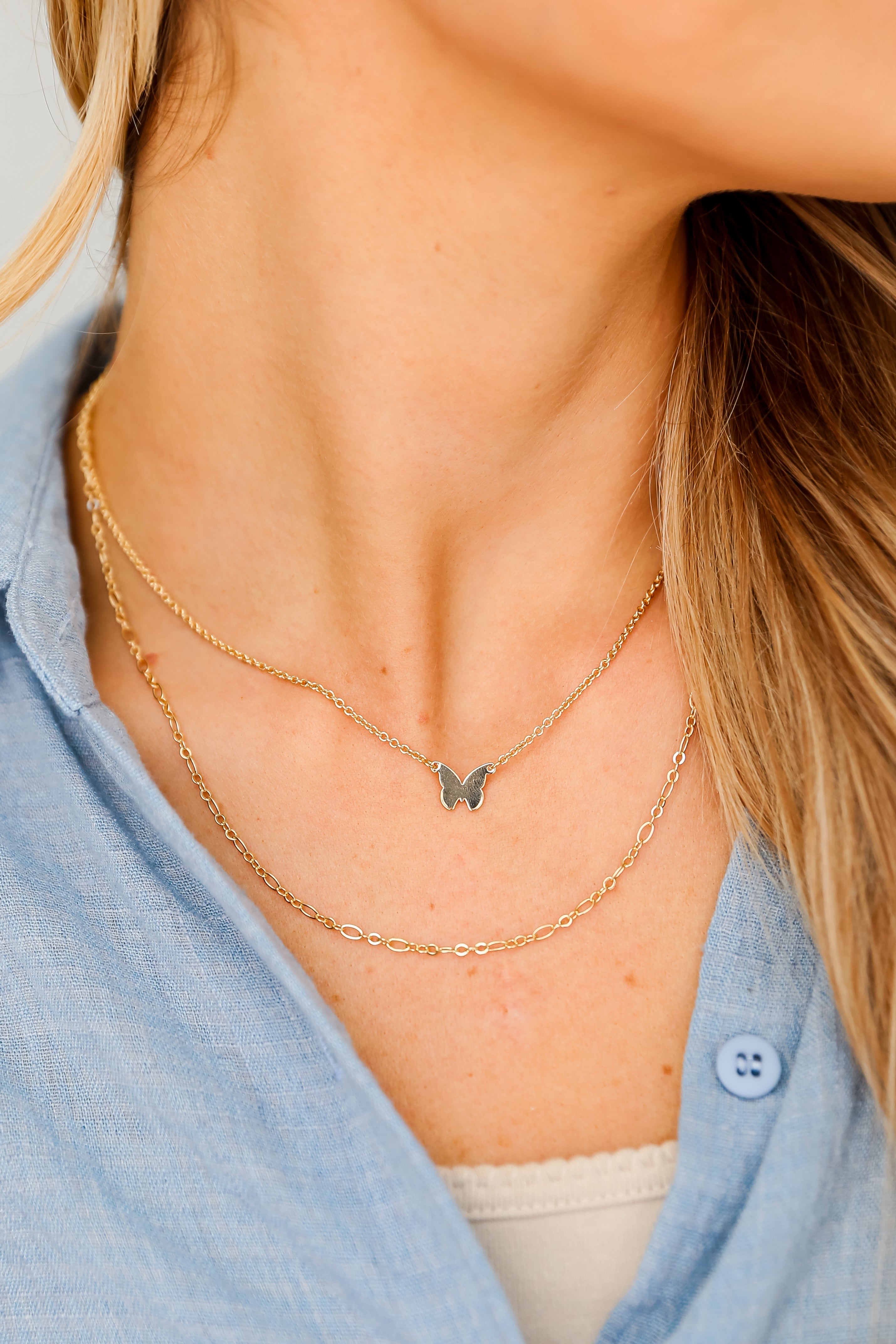 Mary Gold Butterfly Layered Necklace