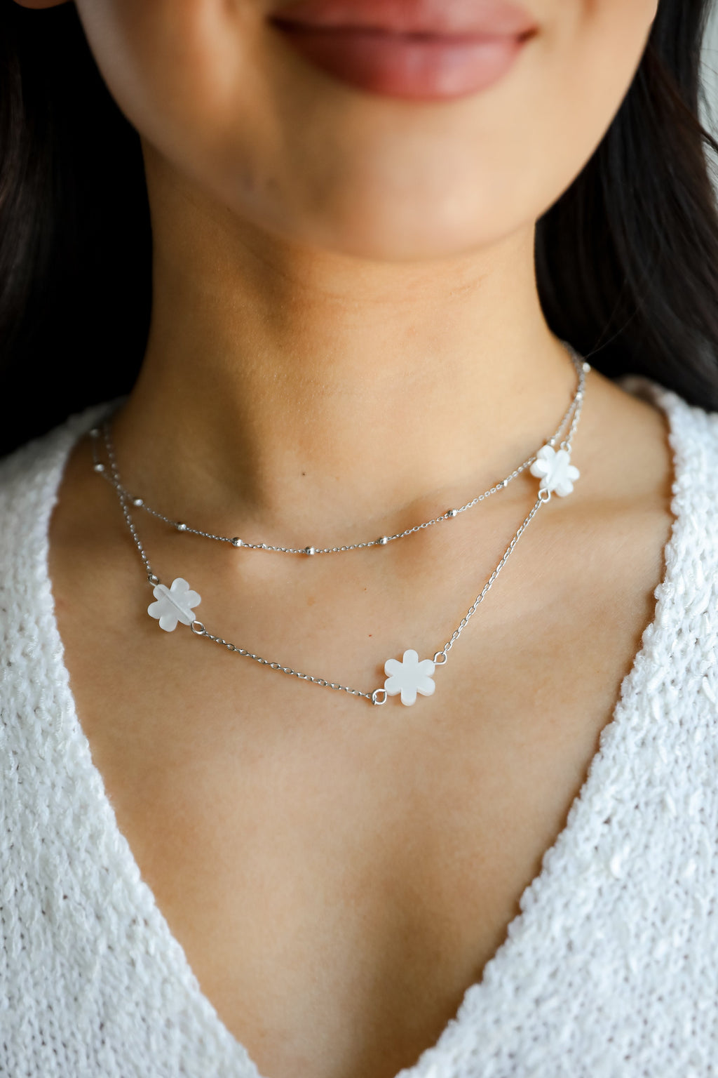 Alexa Cream Flower Charm Necklace