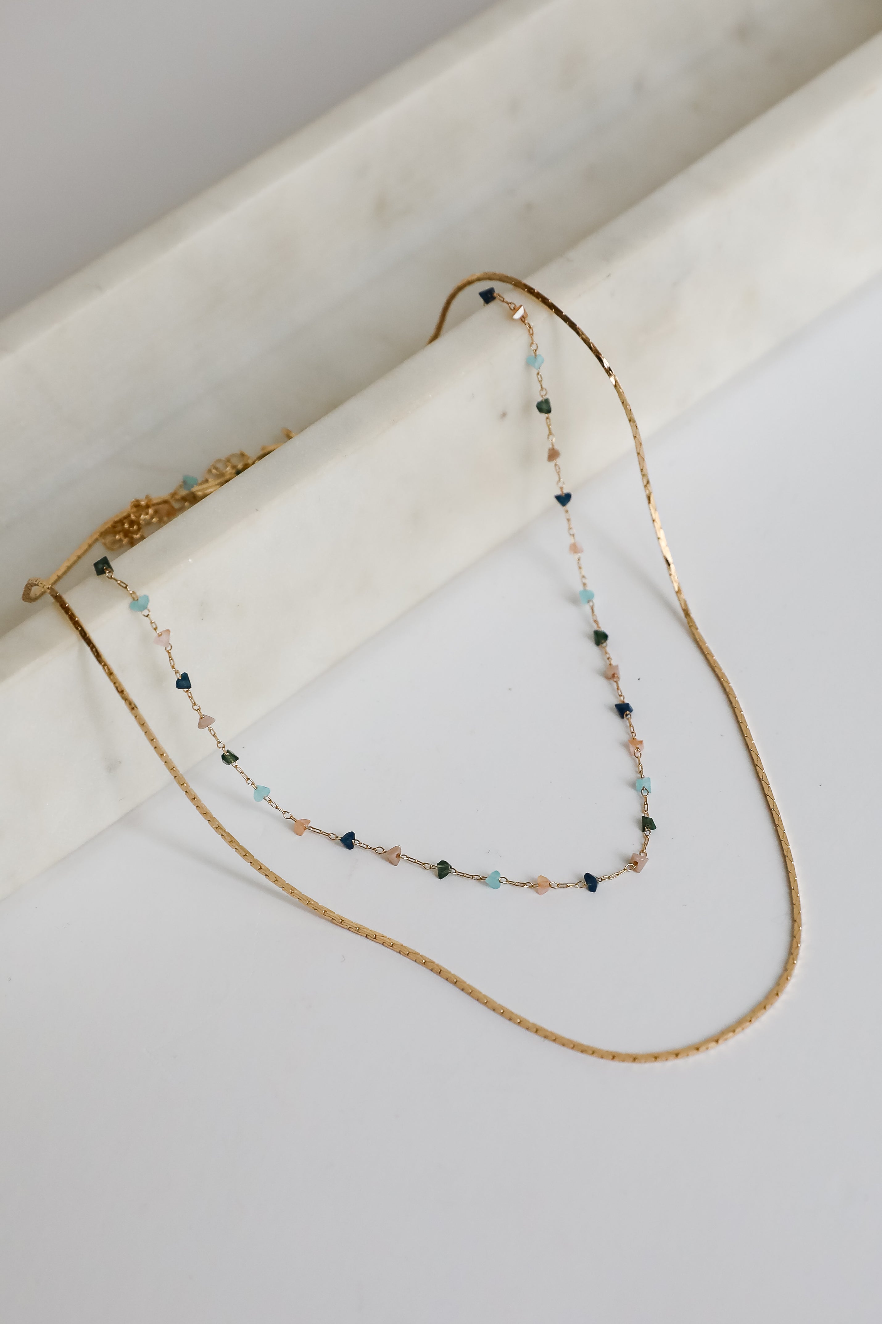 Gabby Gold Beaded Layered Necklace