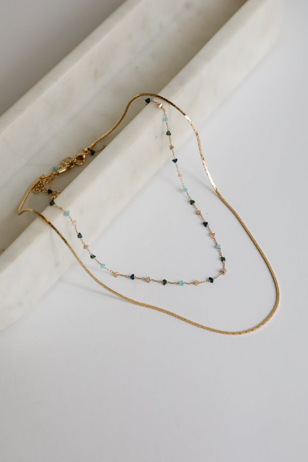 Gabby Gold Beaded Layered Necklace