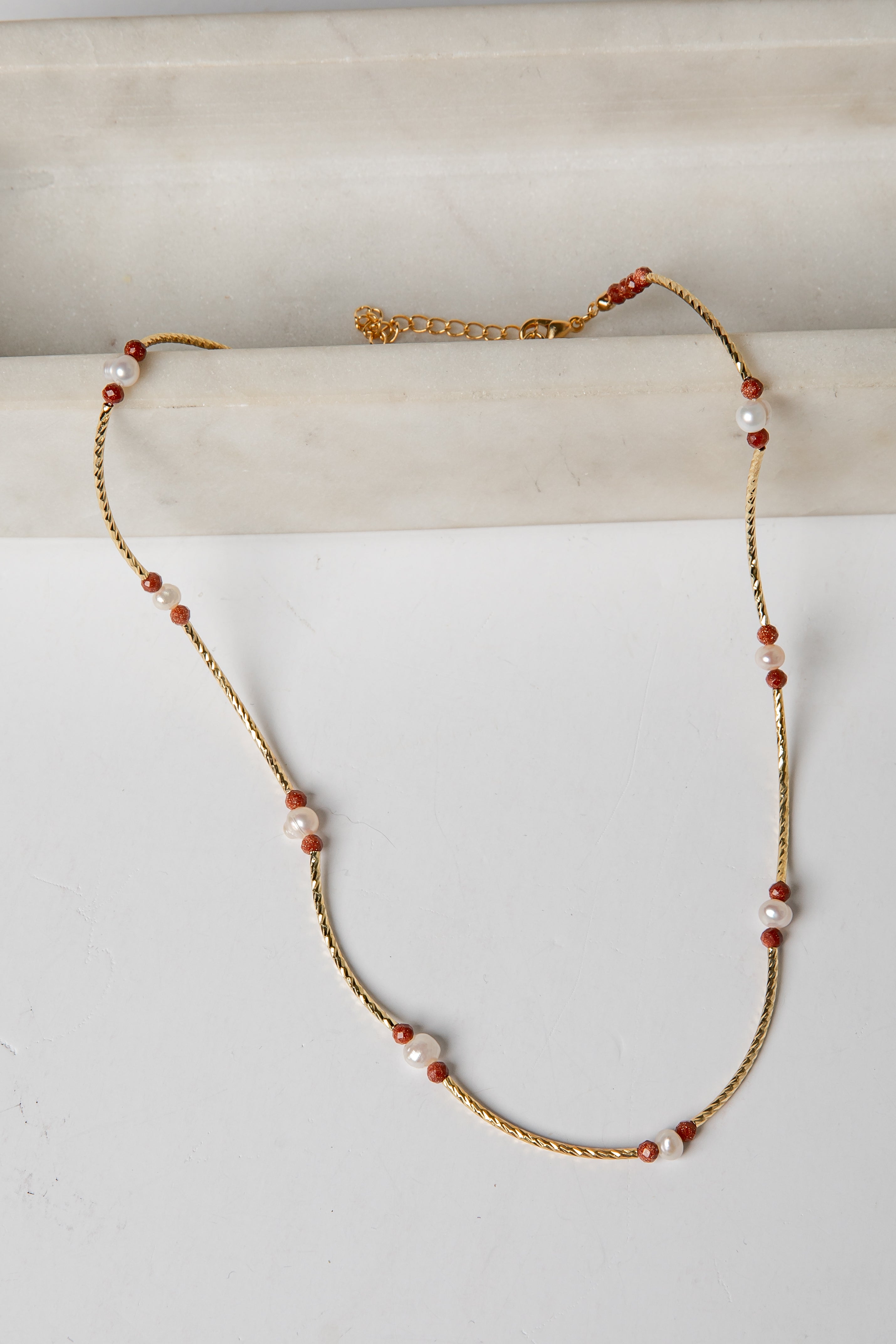 Amber Gold Beaded Necklace