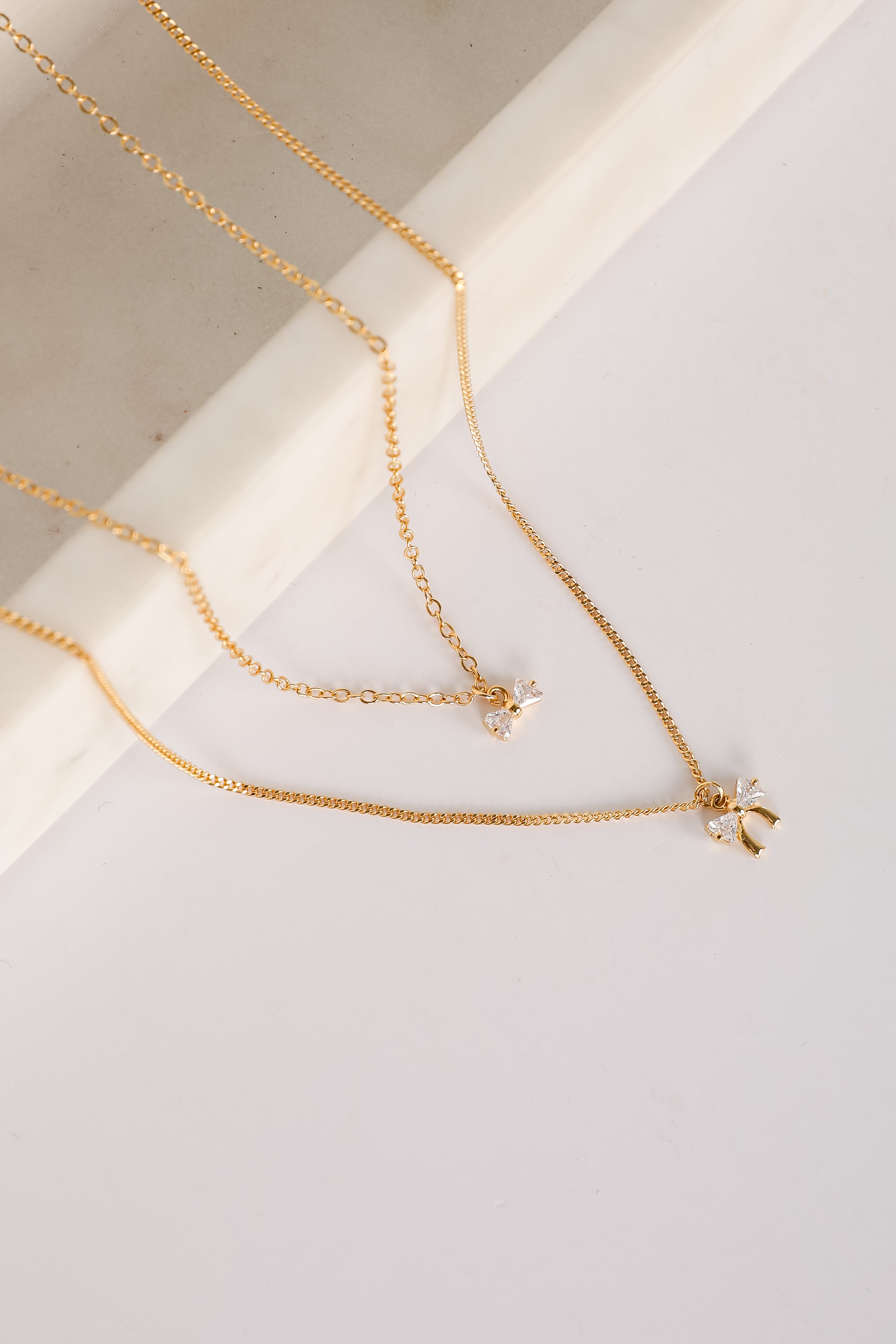Gianna Gold Bow Charm Layered Necklace
