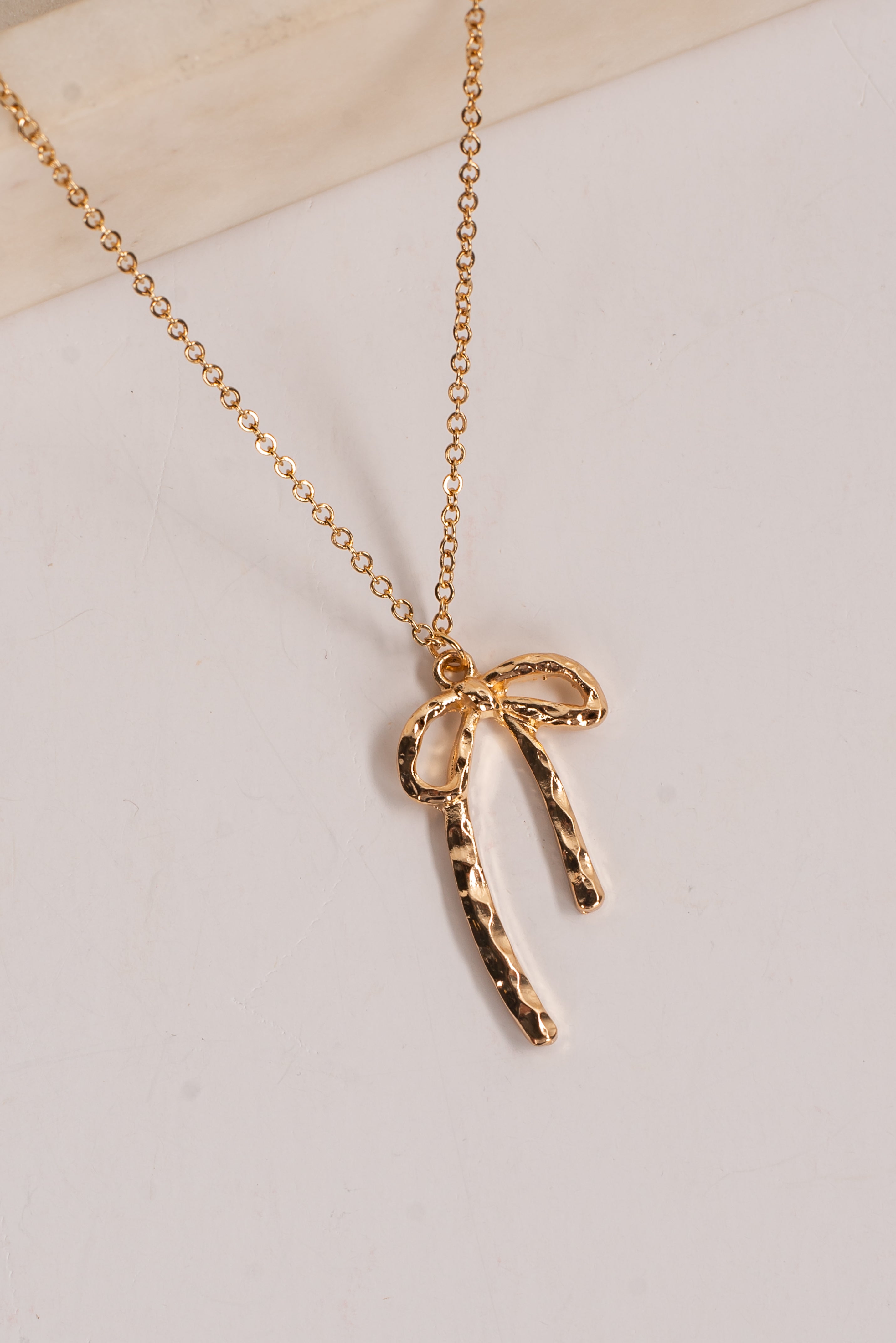 Harley Gold Bow Charm Necklace