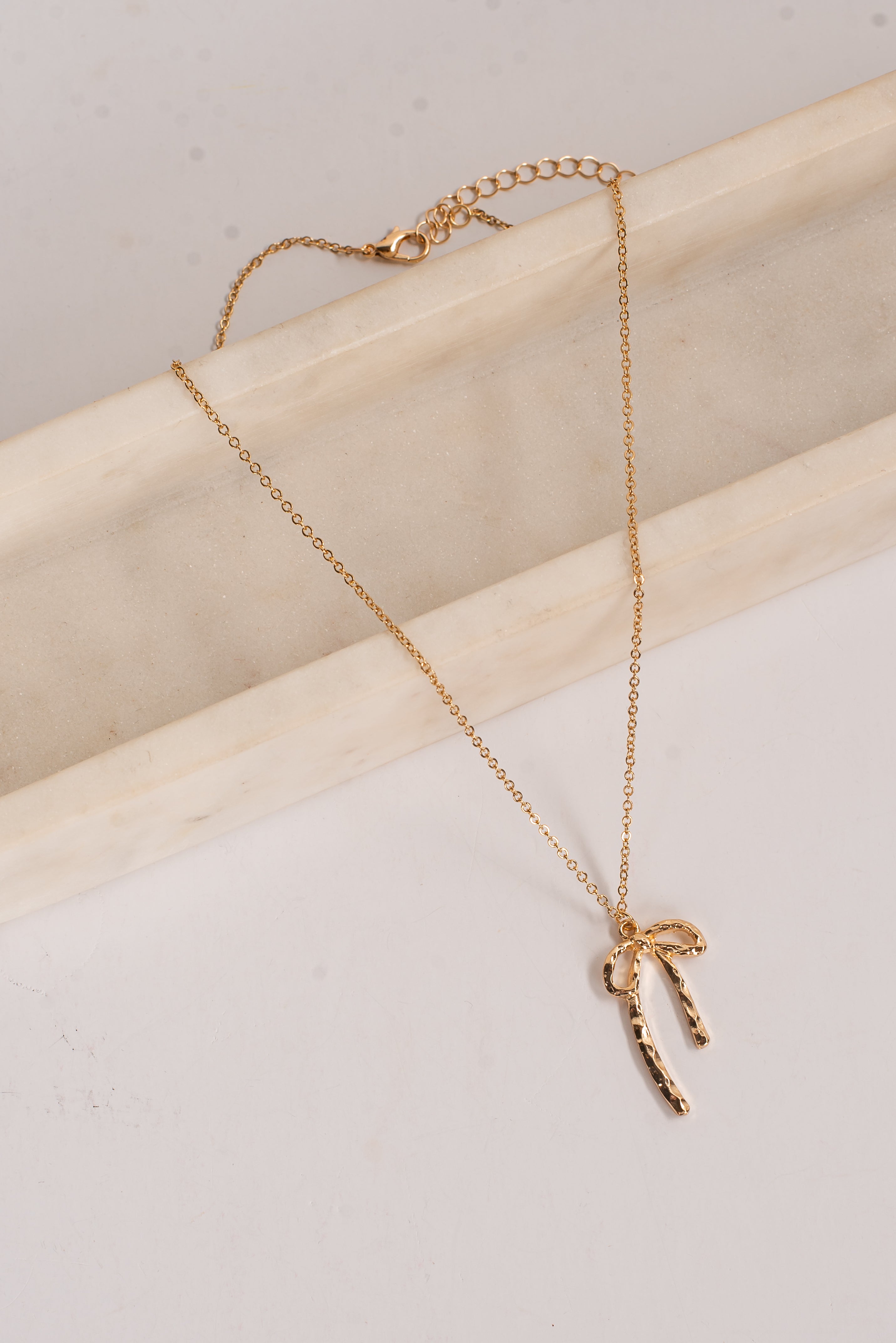 Harley Gold Bow Charm Necklace