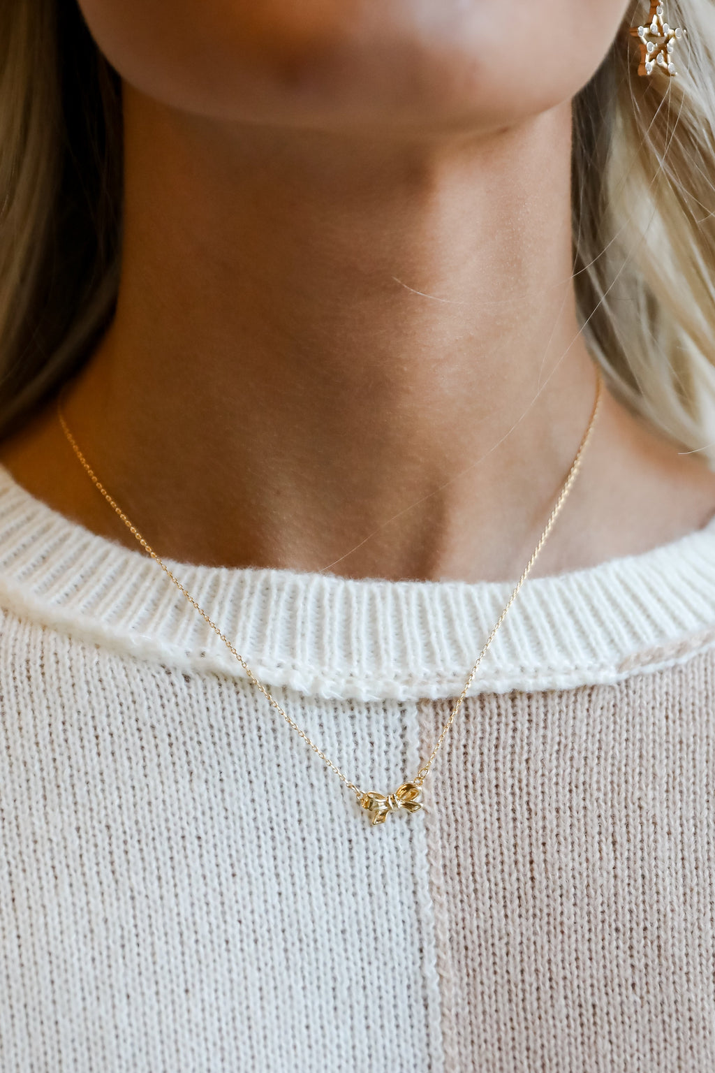 FINAL SALE - Brooke Gold Bow Charm Necklace