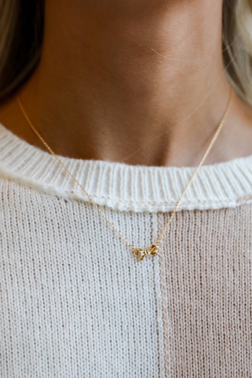 FINAL SALE - Brooke Gold Bow Charm Necklace